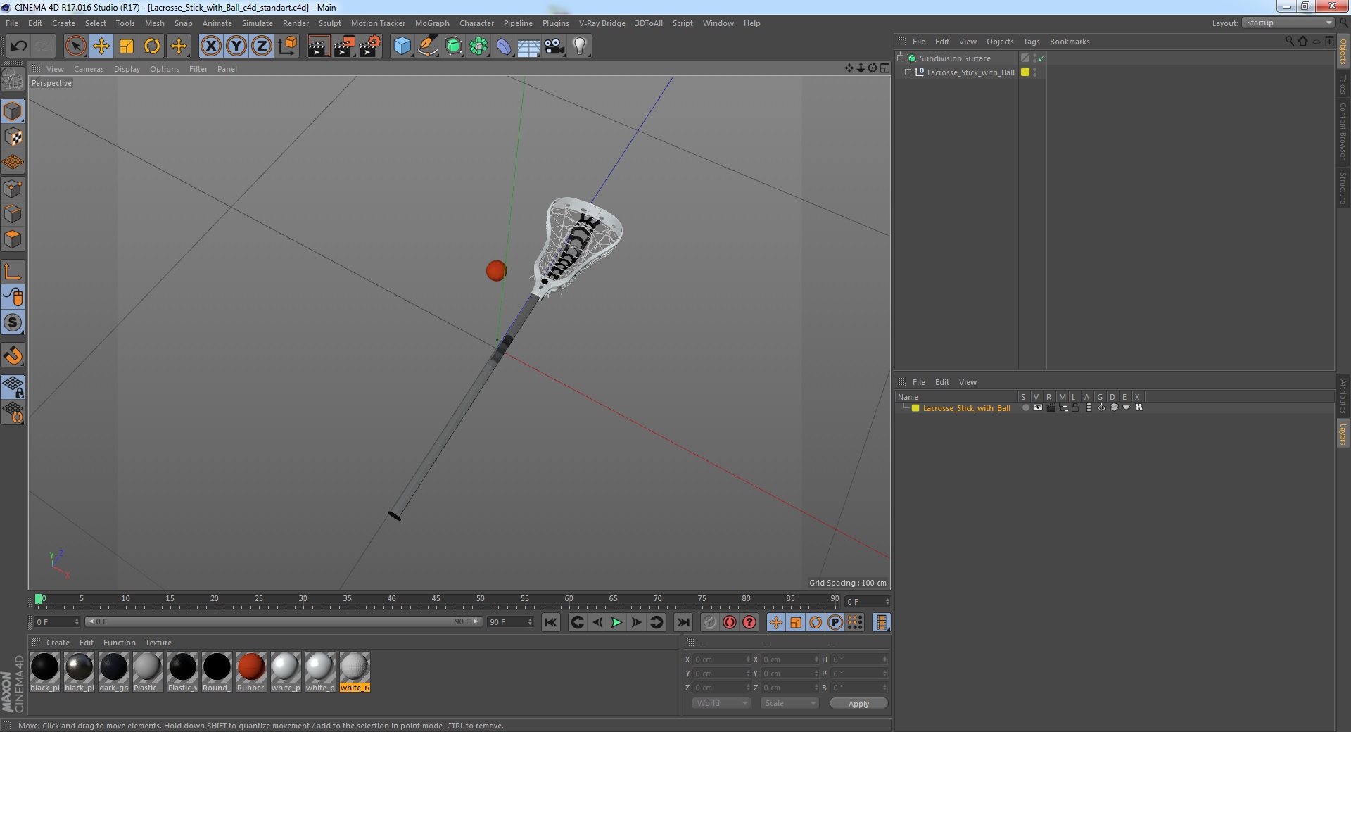 Lacrosse Stick with Ball 3D model