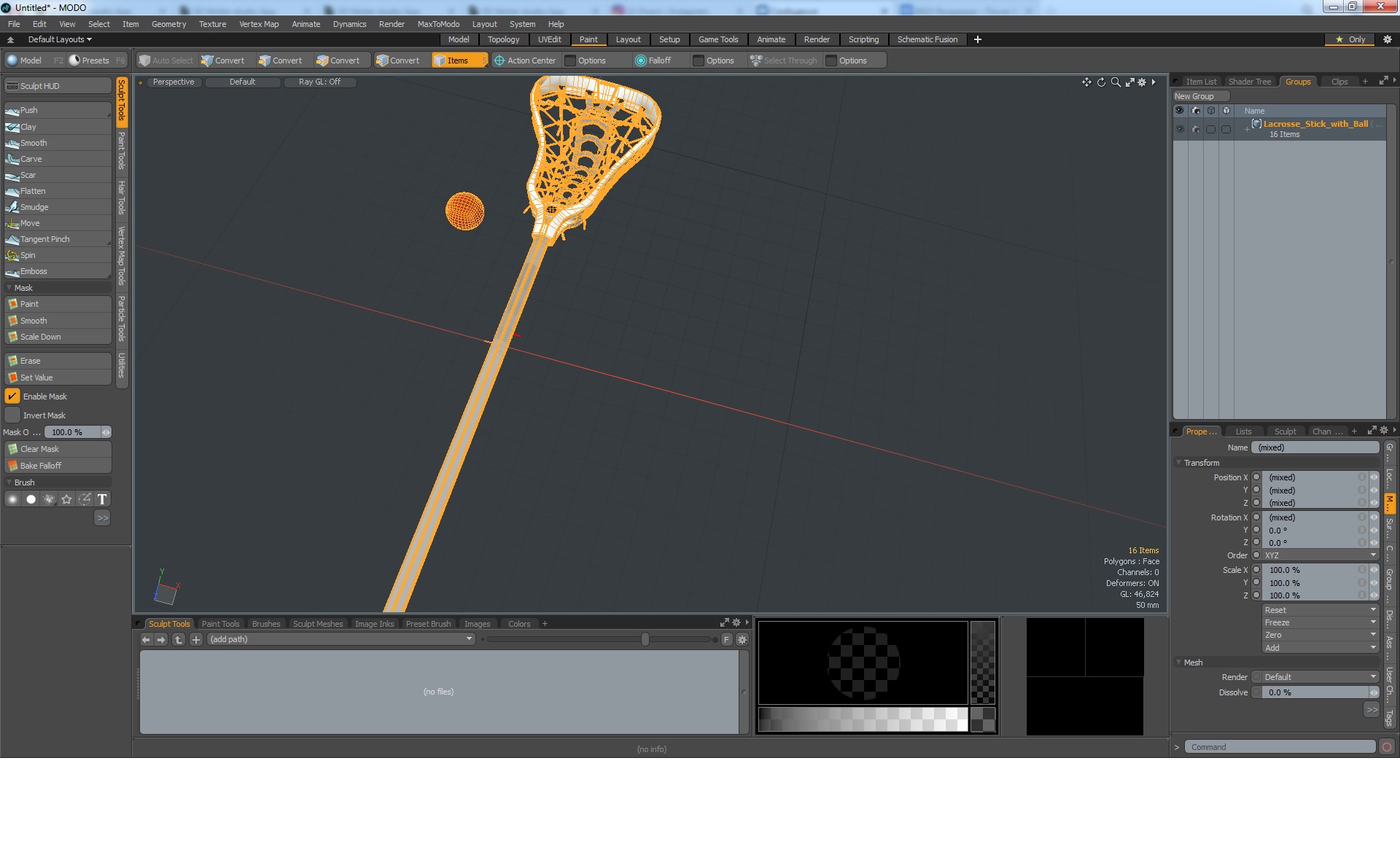 Lacrosse Stick with Ball 3D model