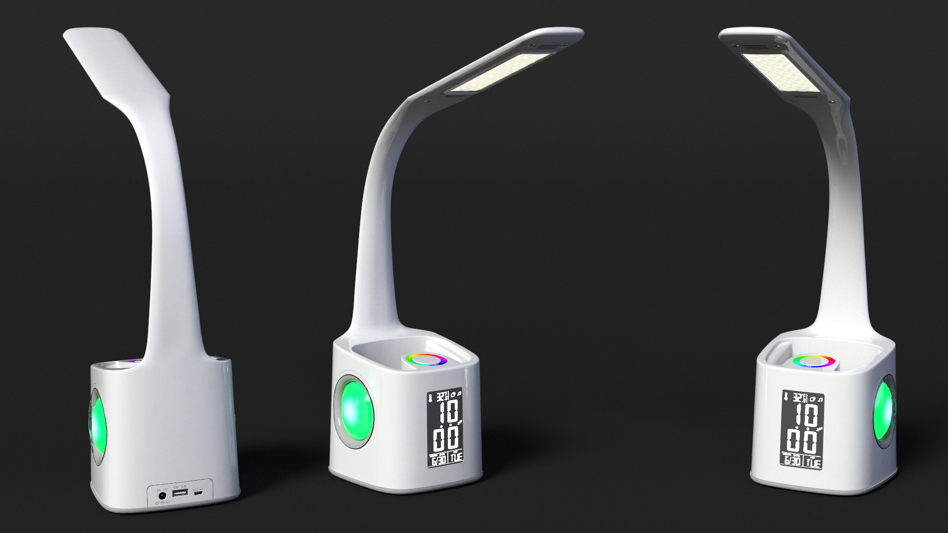 Study Lamp with Pen Holder White 3D