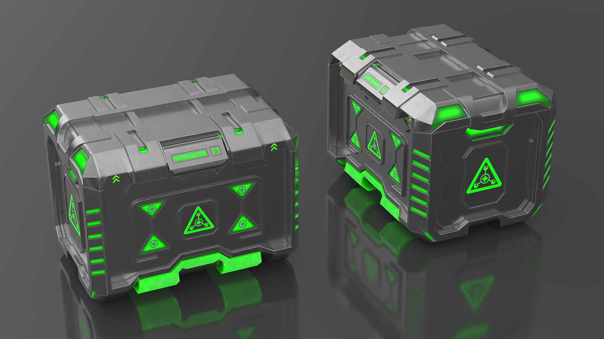 3D Metal Futuristic Storage Box model