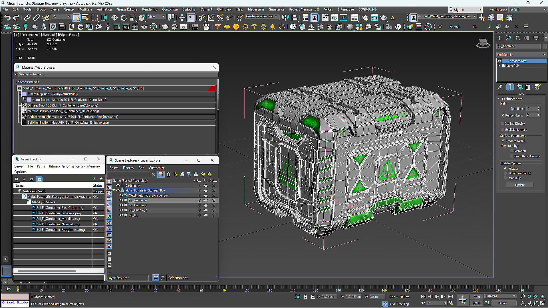 3D Metal Futuristic Storage Box model