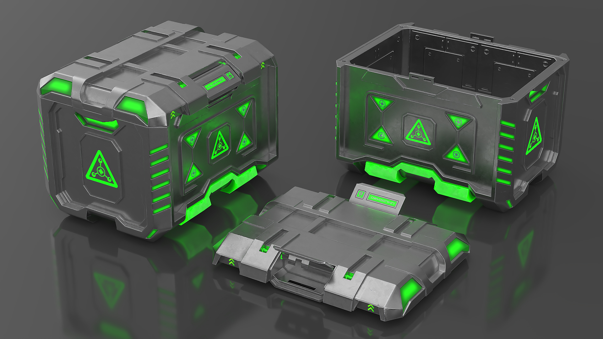 3D Metal Futuristic Storage Box model