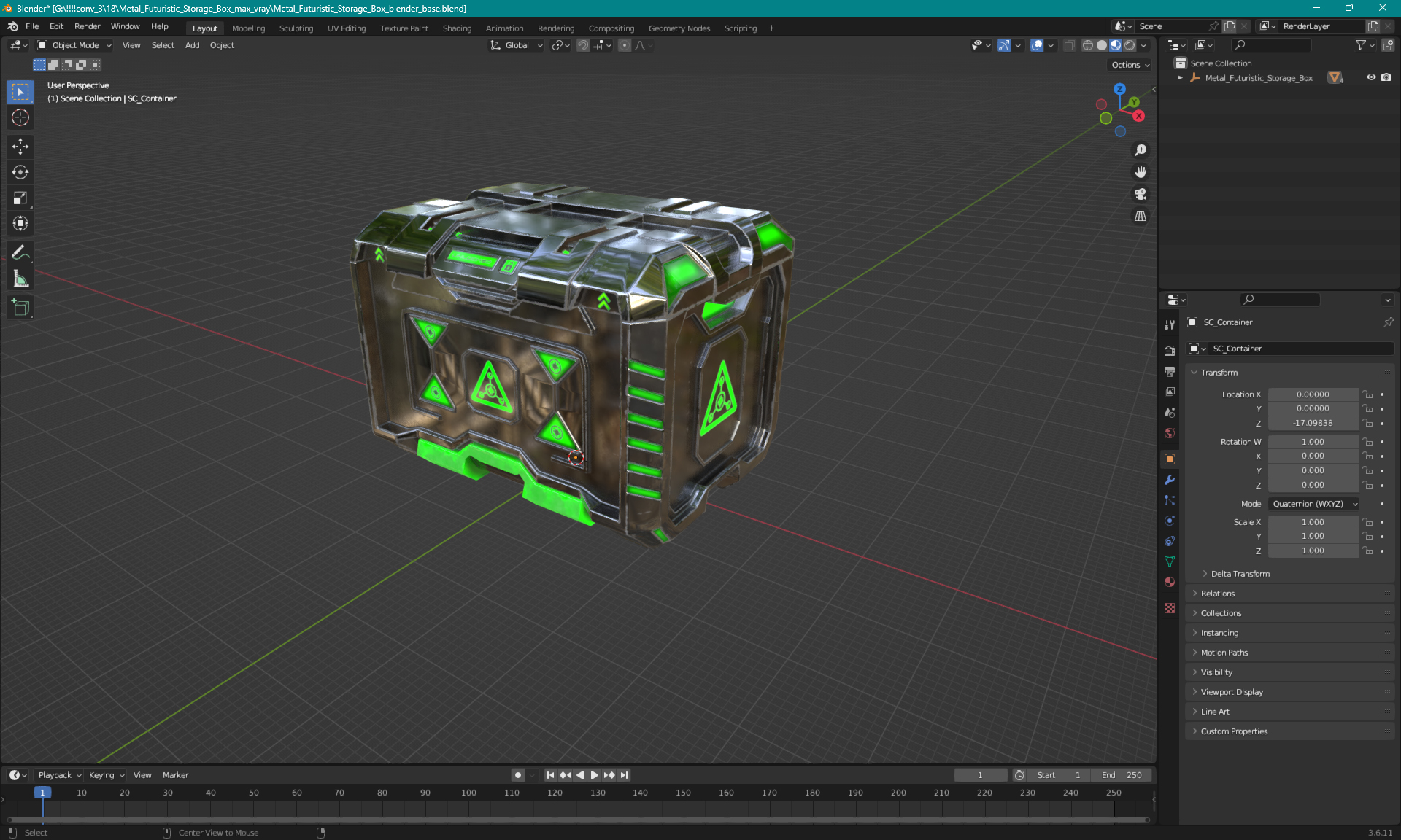 3D Metal Futuristic Storage Box model