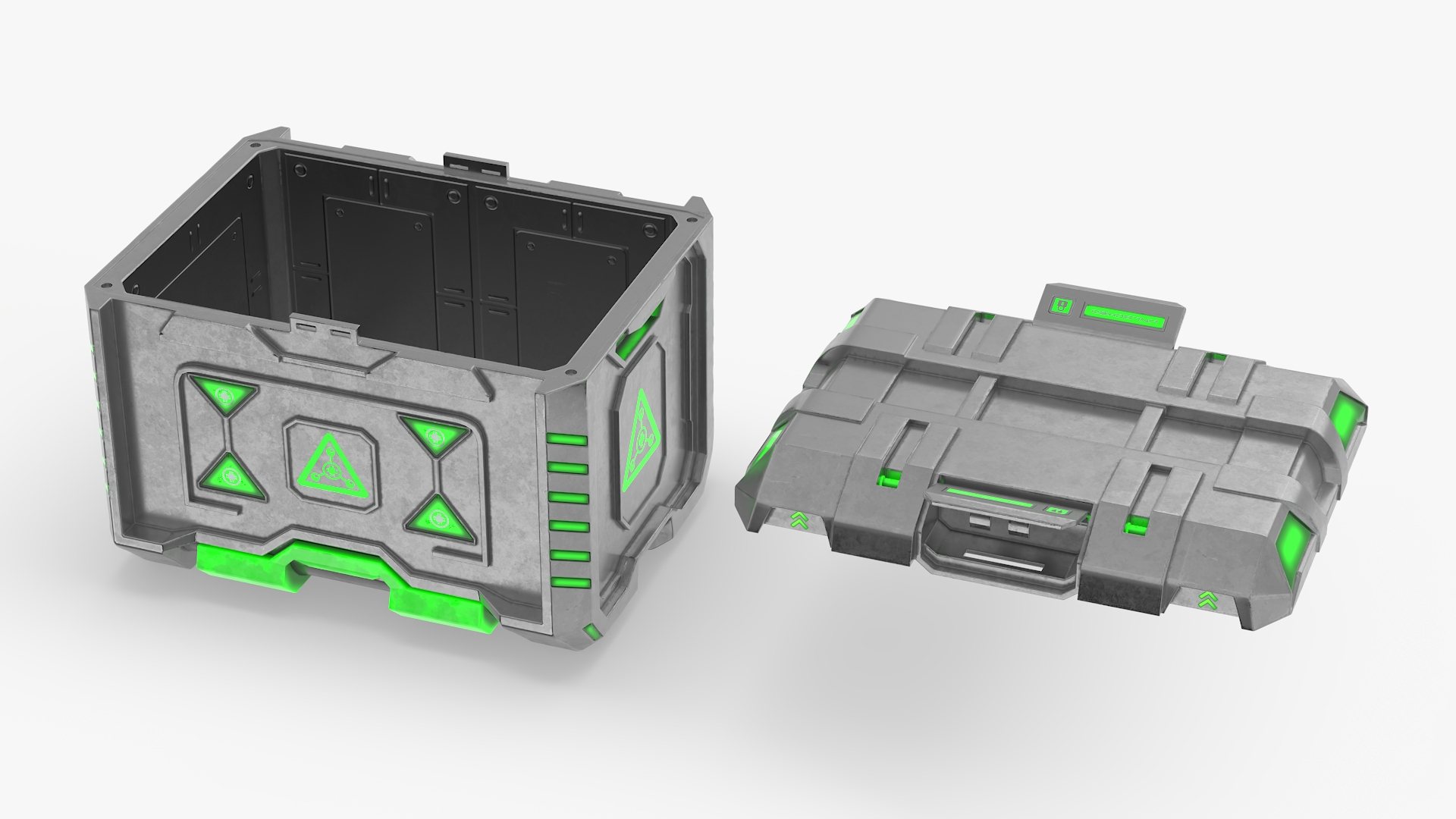 3D Metal Futuristic Storage Box model