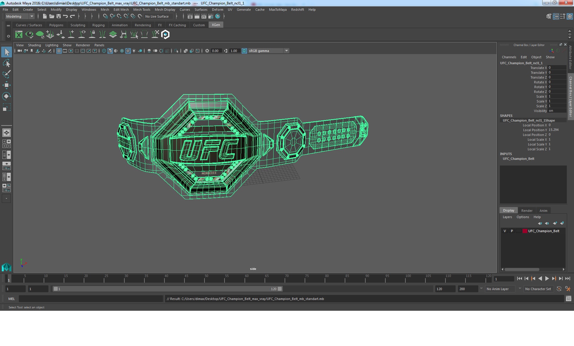 UFC Champion Belt 3D