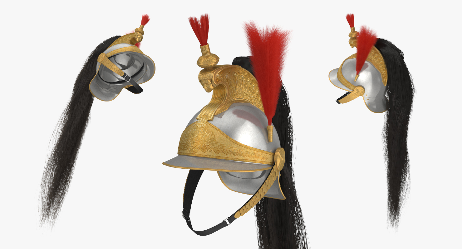 3D French Republican Guard Standing Pose with Fur