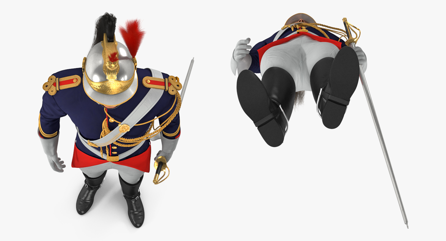 3D French Republican Guard Standing Pose with Fur