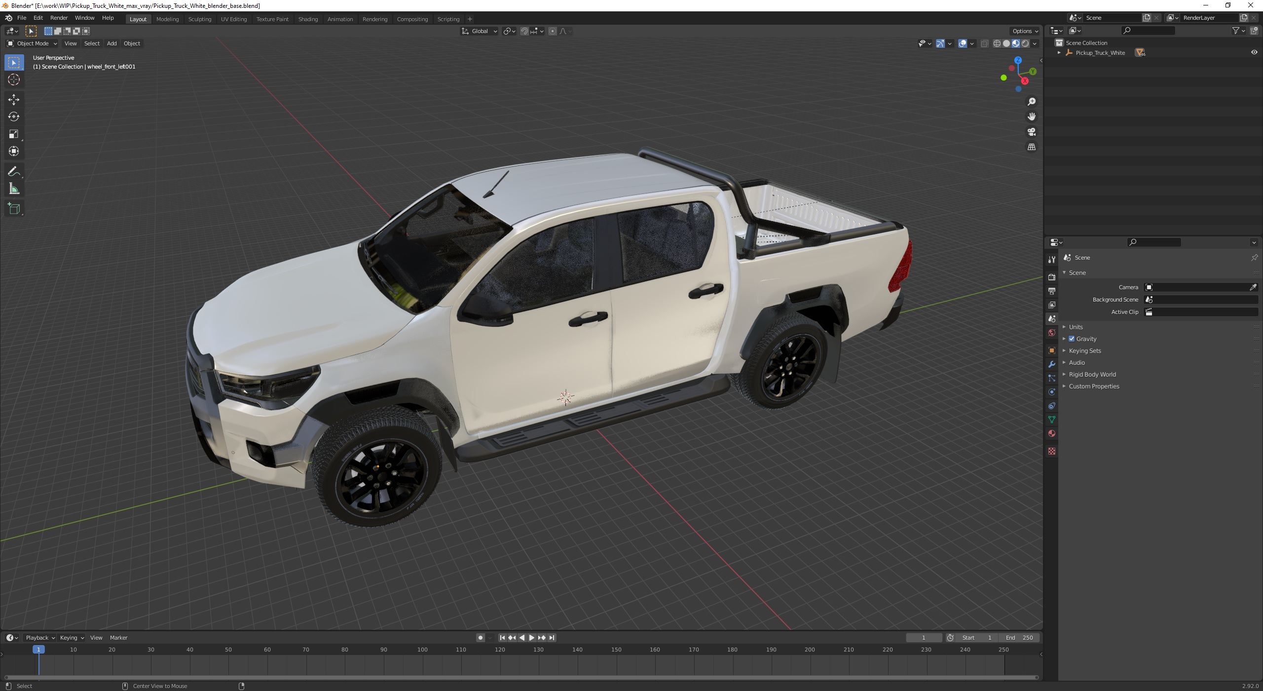 3D Pickup Truck White model