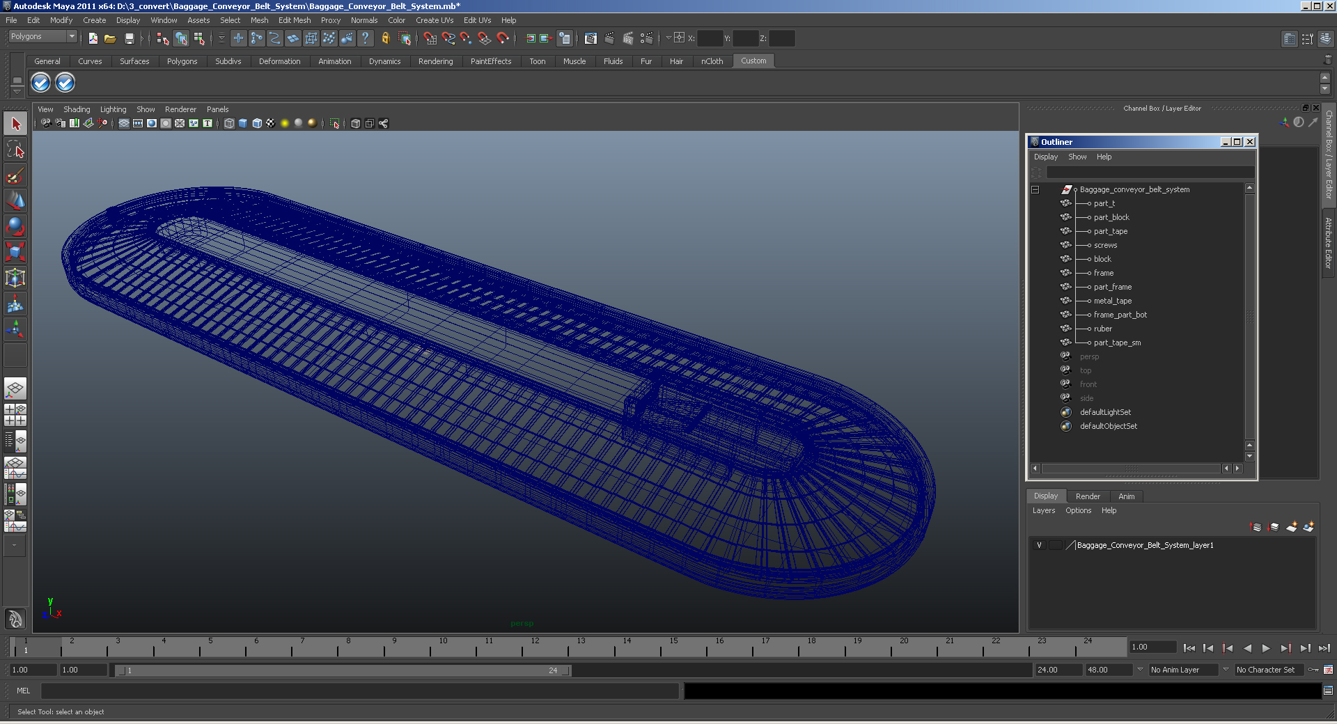 3D Baggage Conveyor Belt System model