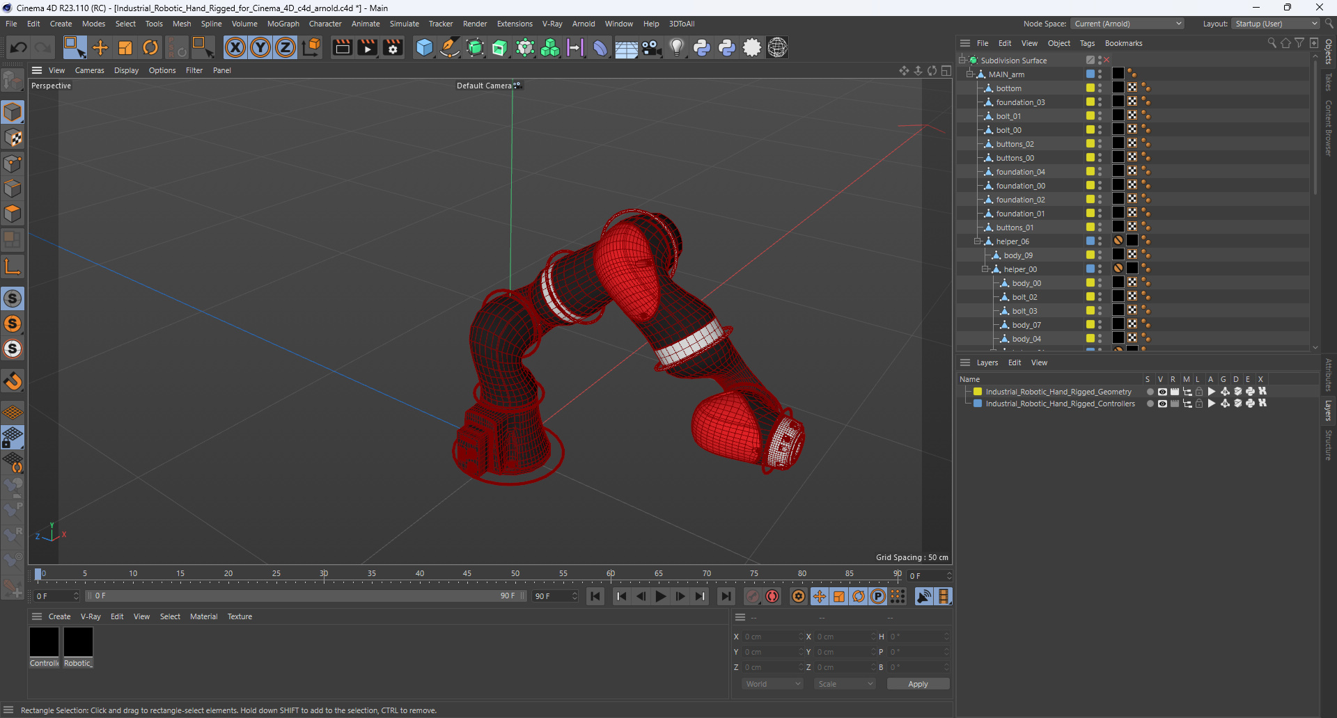 Industrial Robotic Hand Rigged for Cinema 4D 3D model