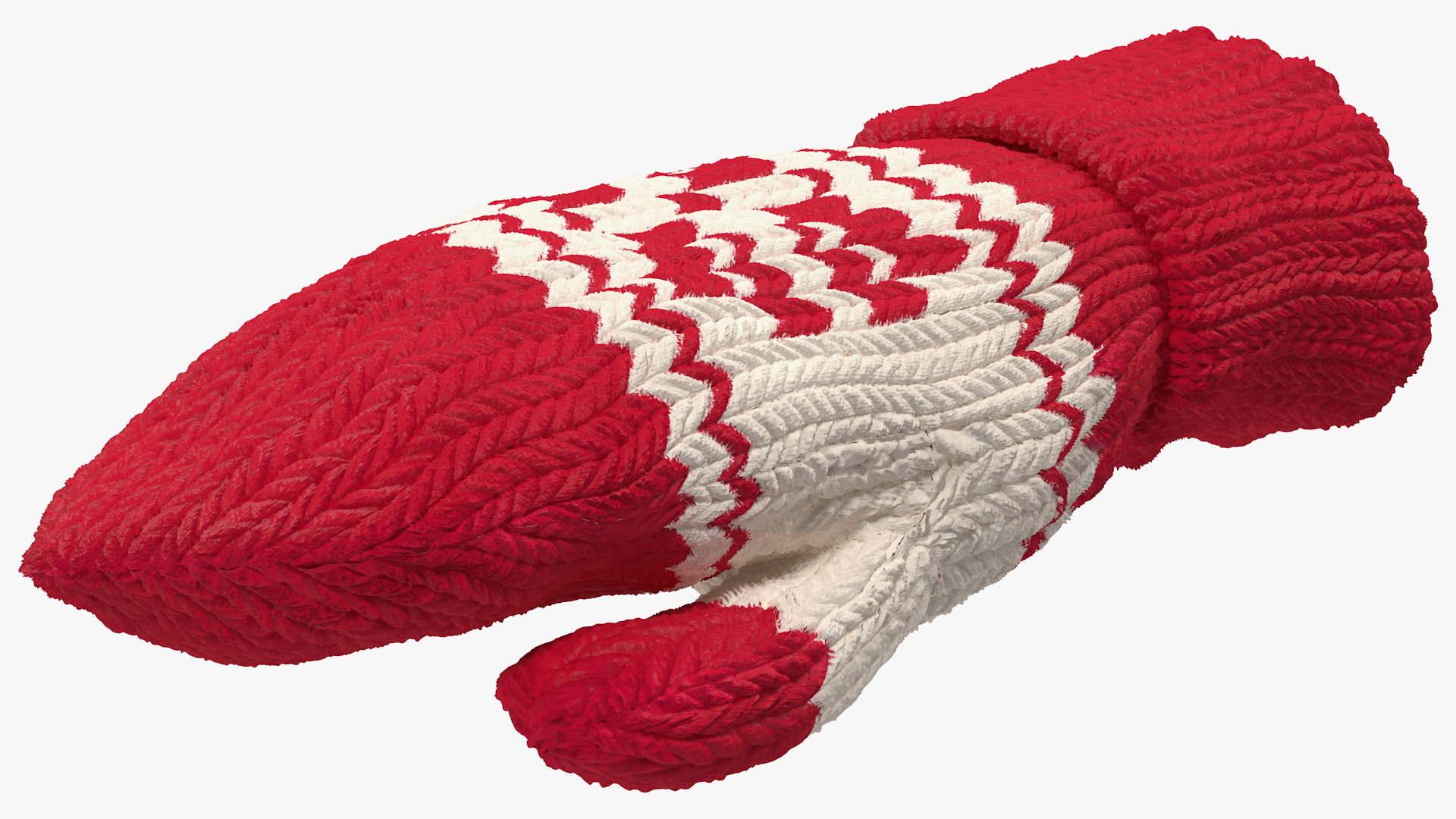 Pair of Red Wool Mittens 3D model