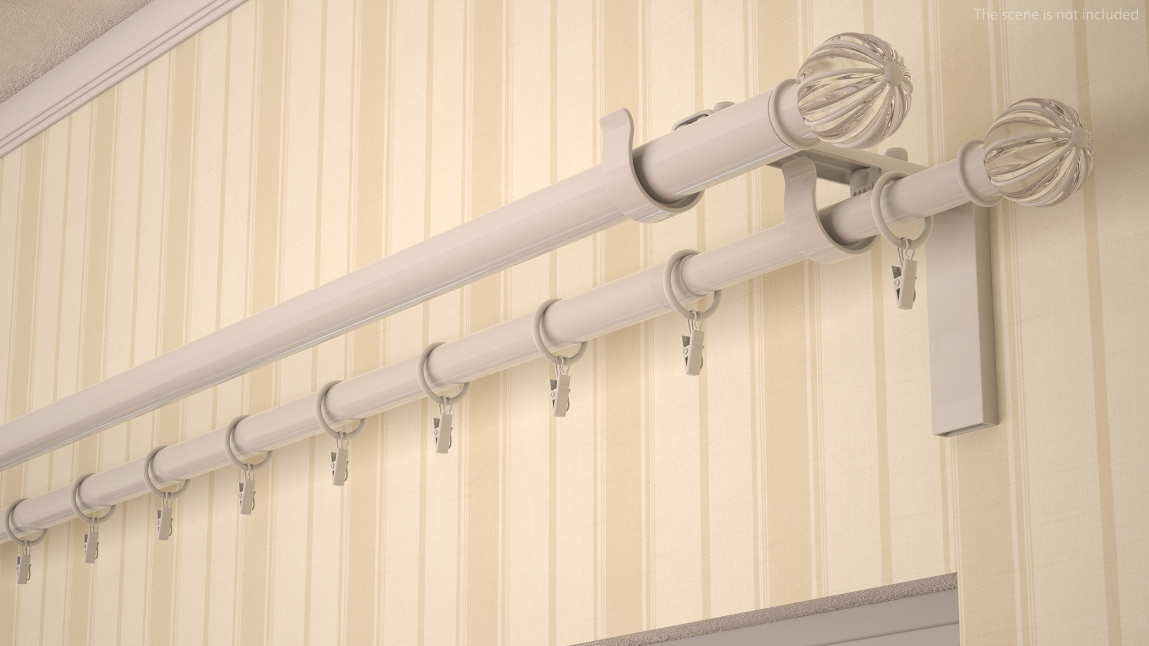 3D White Curtain Rods model