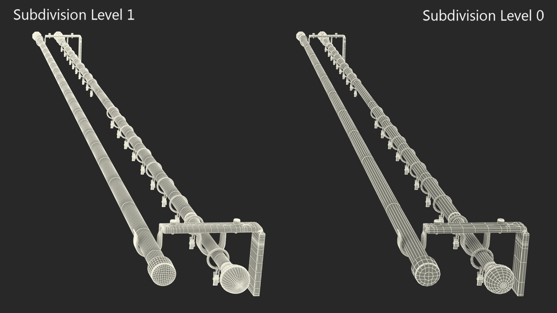 3D White Curtain Rods model