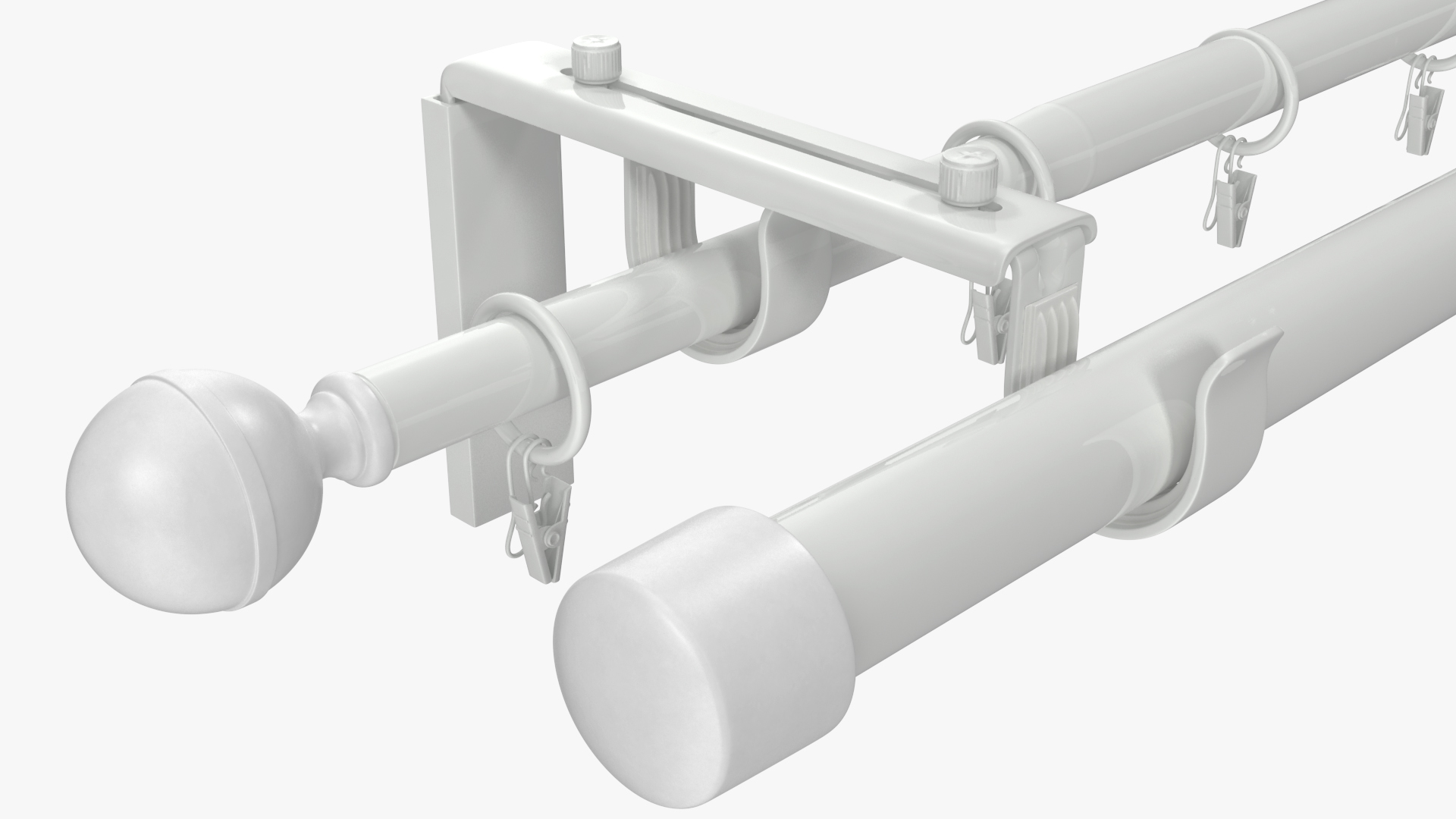 3D White Curtain Rods model