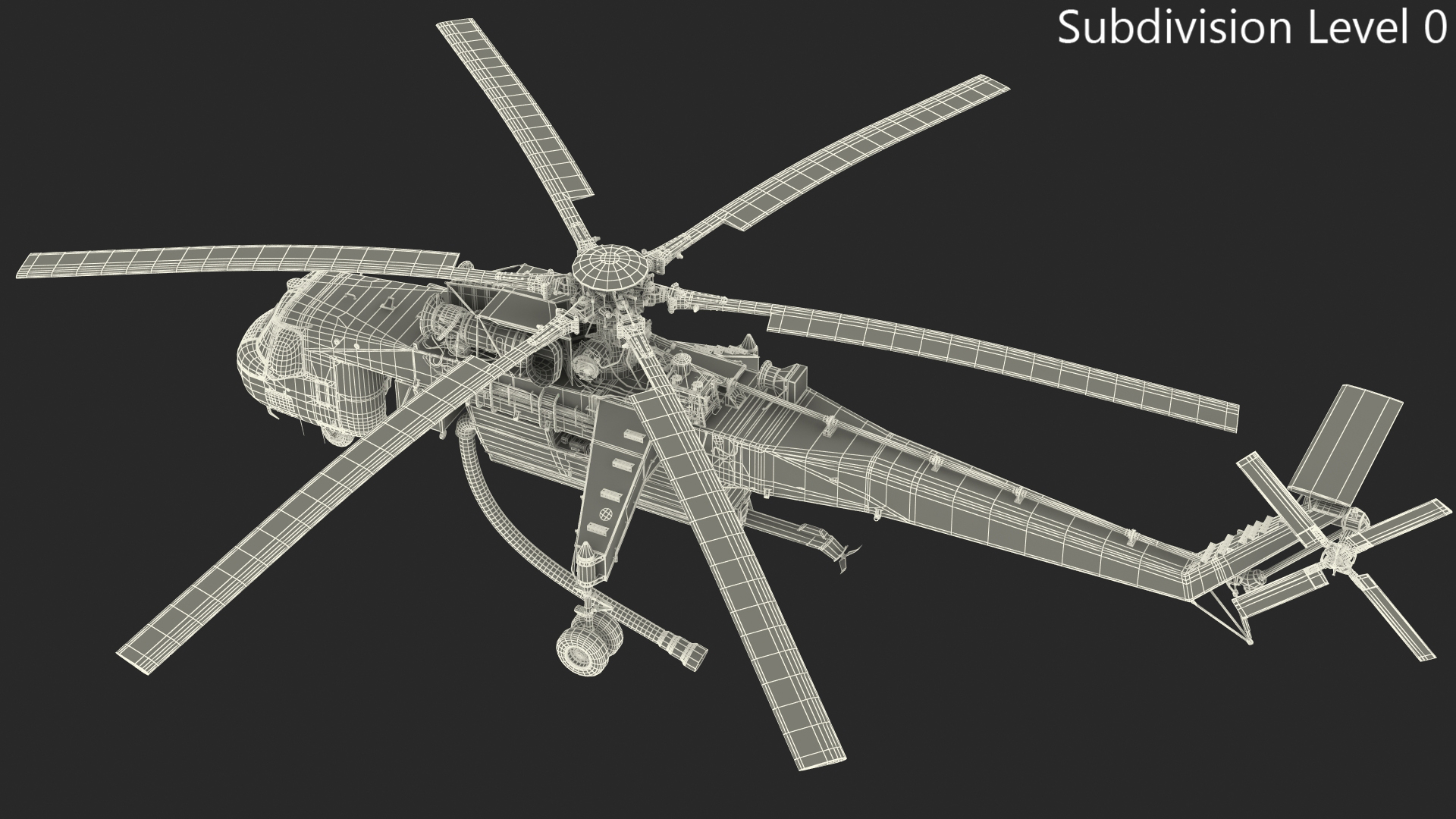 3D Sikorsky S-64 Skycrane Firefighting Helicopter Rigged model