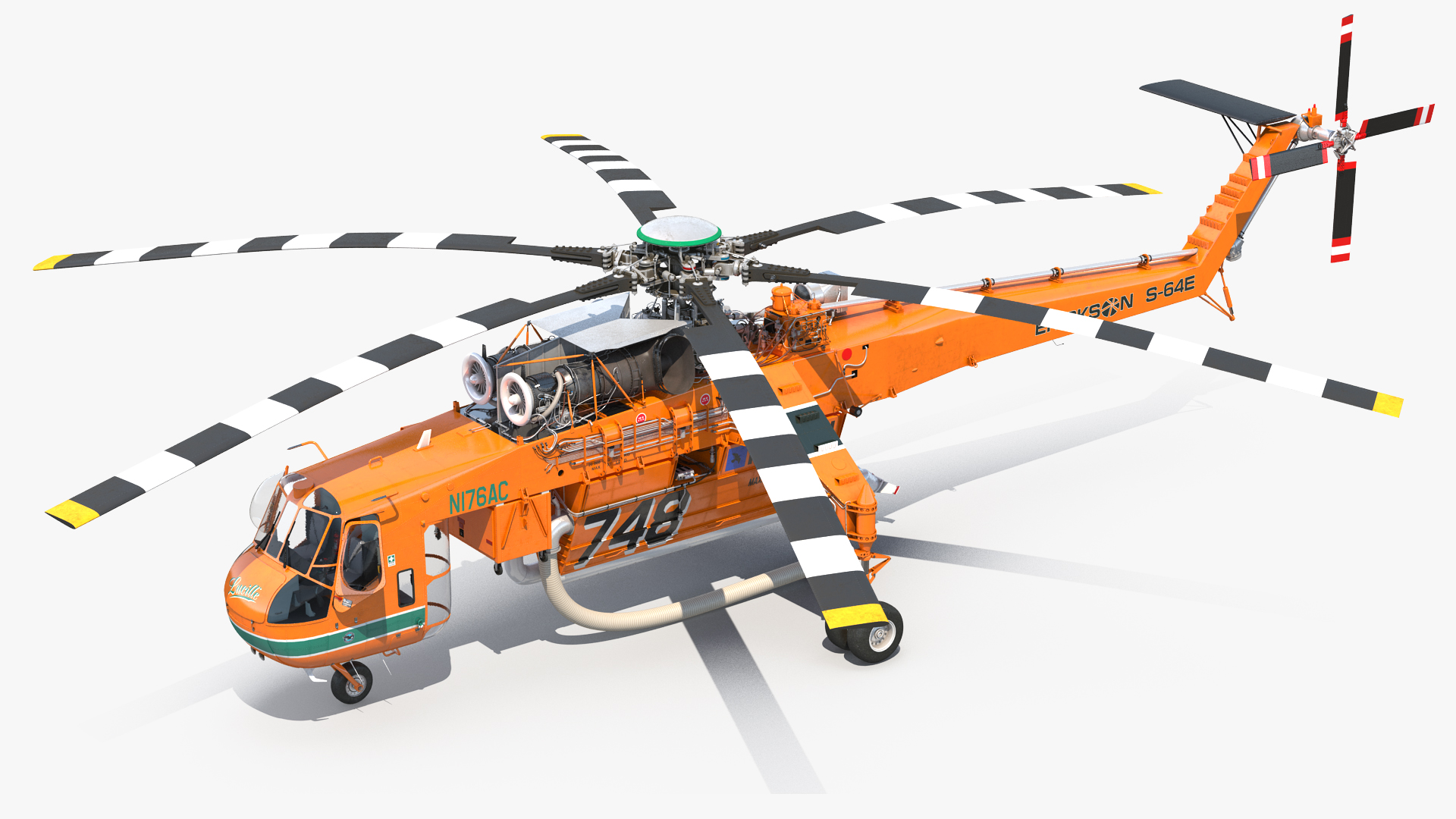 3D Sikorsky S-64 Skycrane Firefighting Helicopter Rigged model