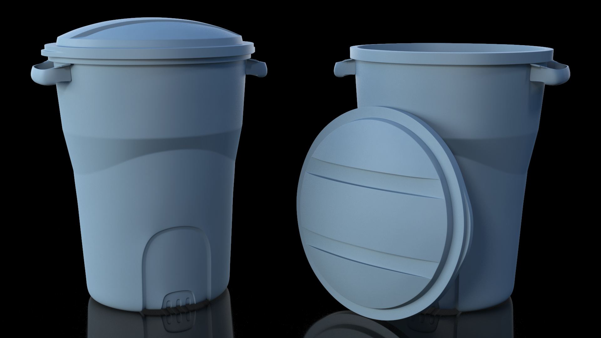 3D model Grey Round Trash Can