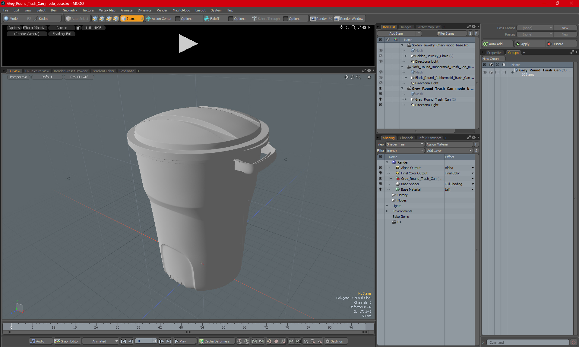 3D model Grey Round Trash Can