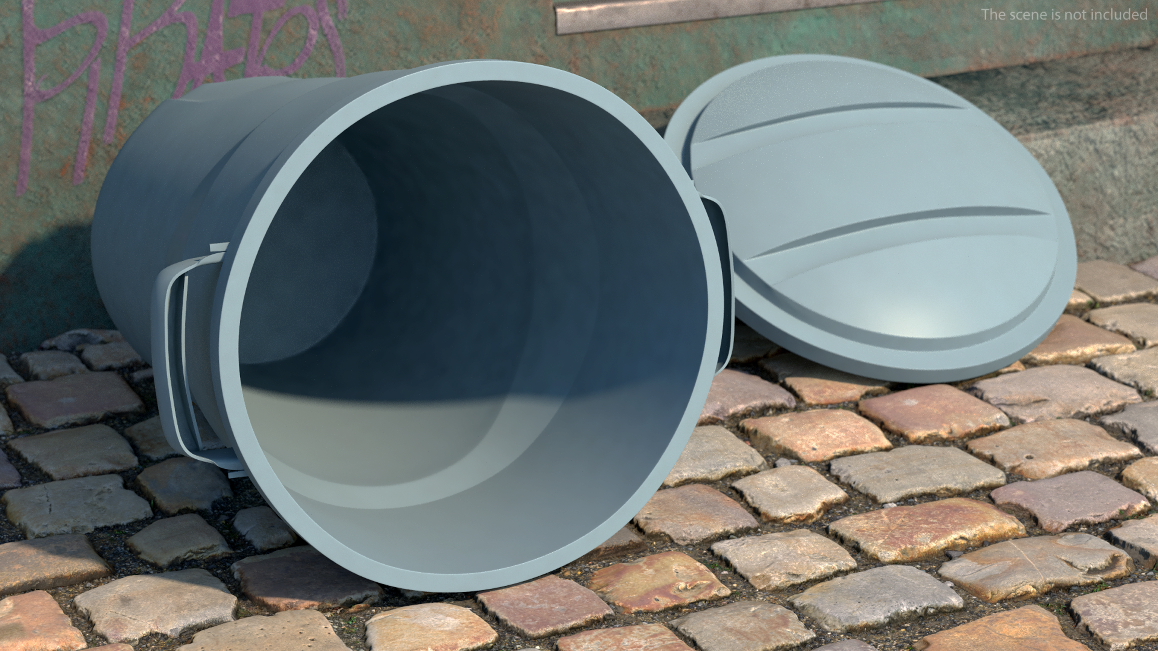 3D model Grey Round Trash Can