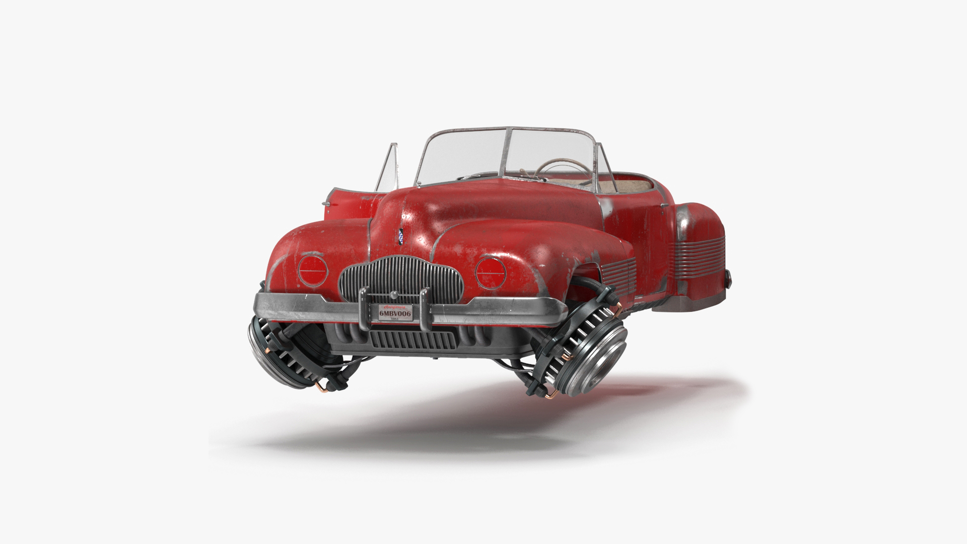 3D Red Retro Hovercar Old Rigged for Maya model