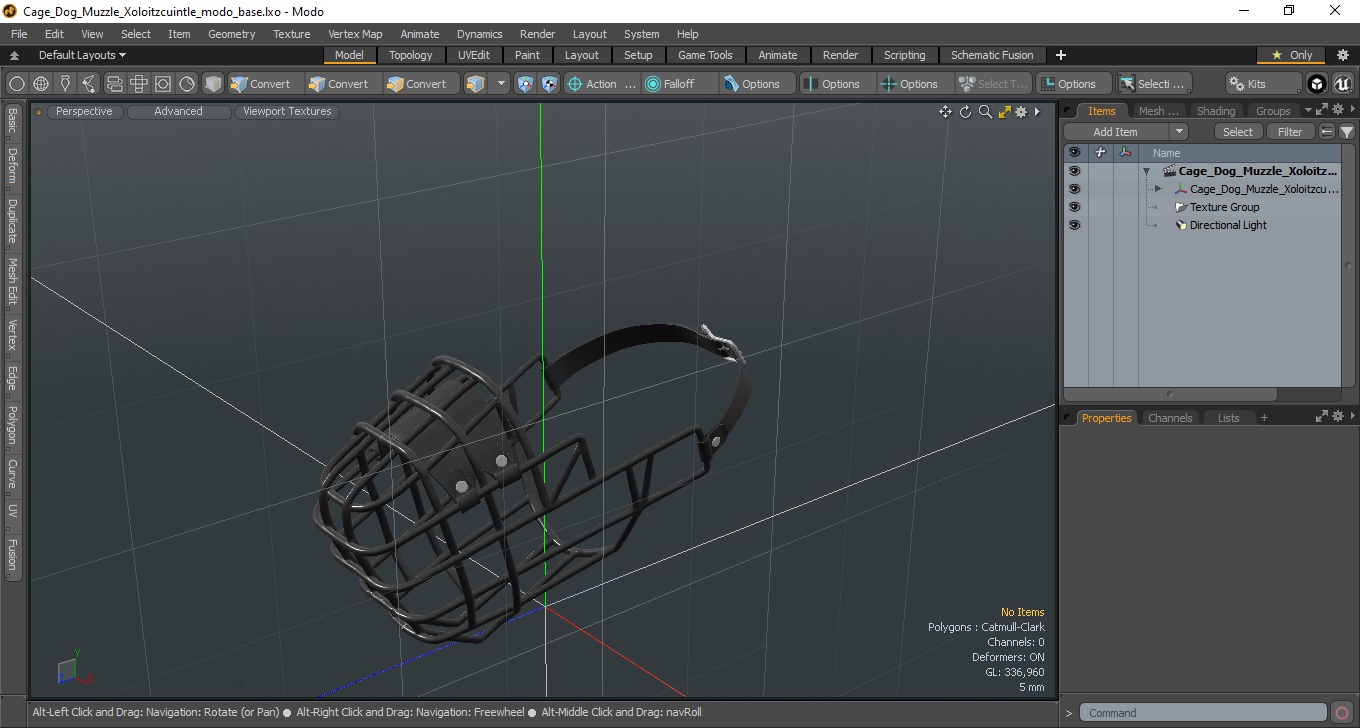 3D model Cage Dog Muzzle Xoloitzcuintle