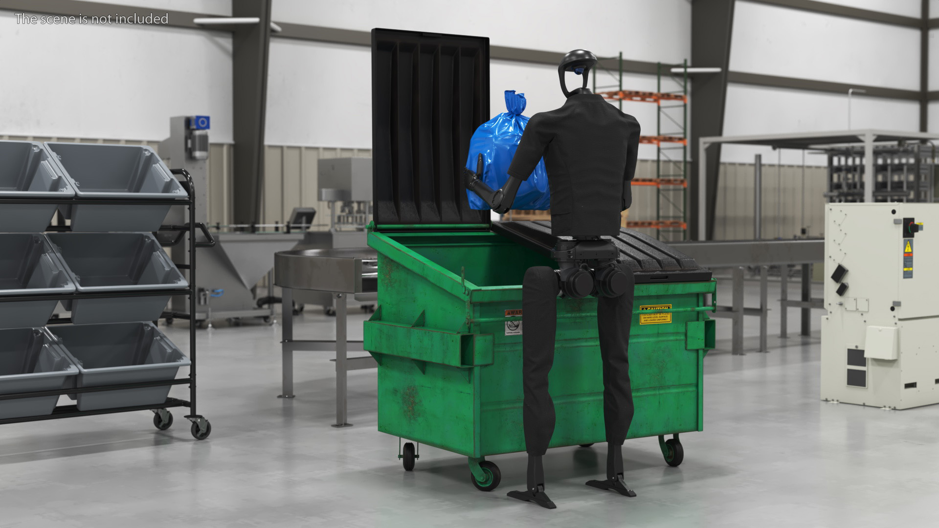 Unitree H1 Humanoid Robot Tosses Trash Into Dumpster 3D