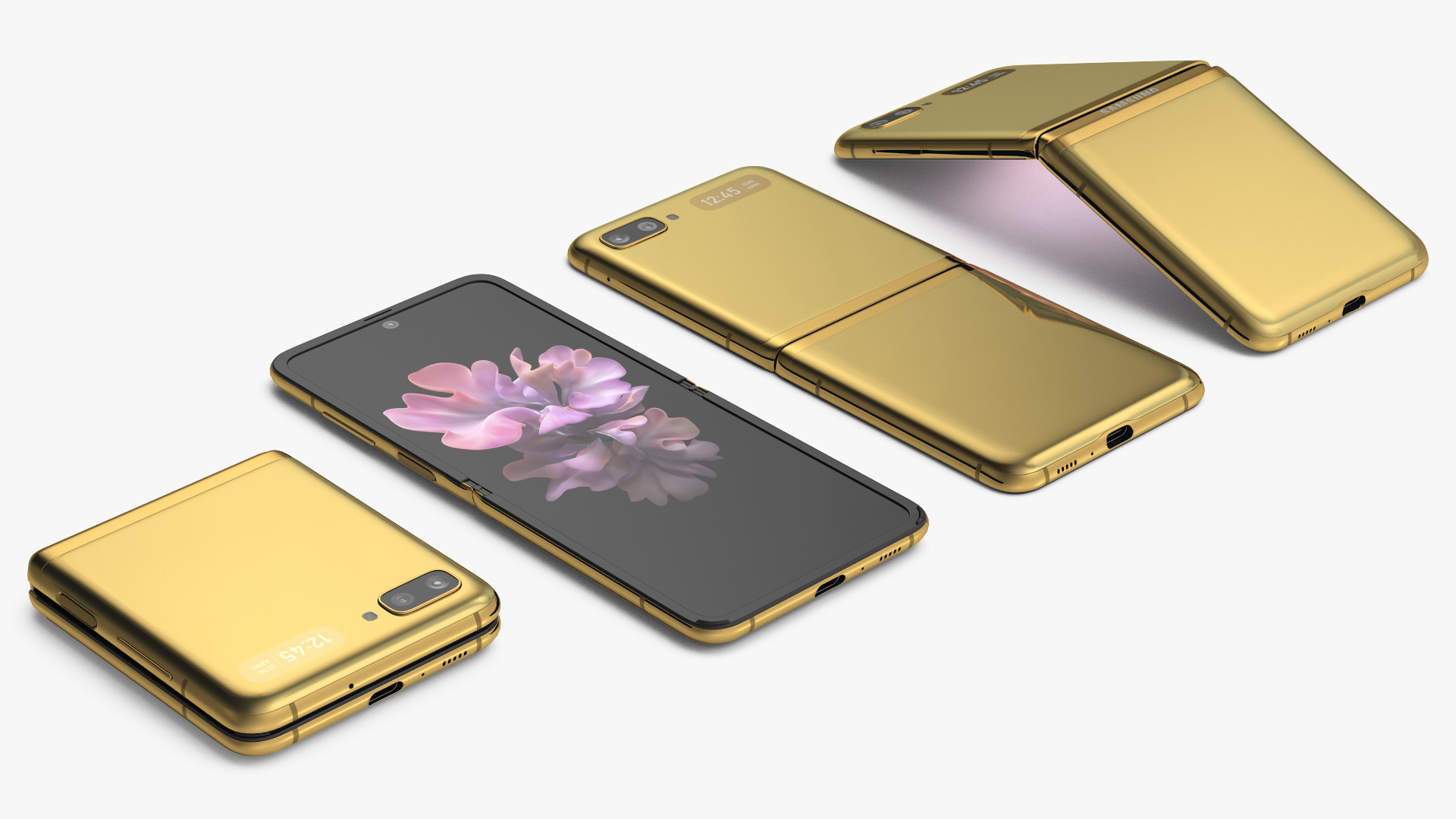 3D model Samsung Galaxy Z Flip Mirror Gold Rigged