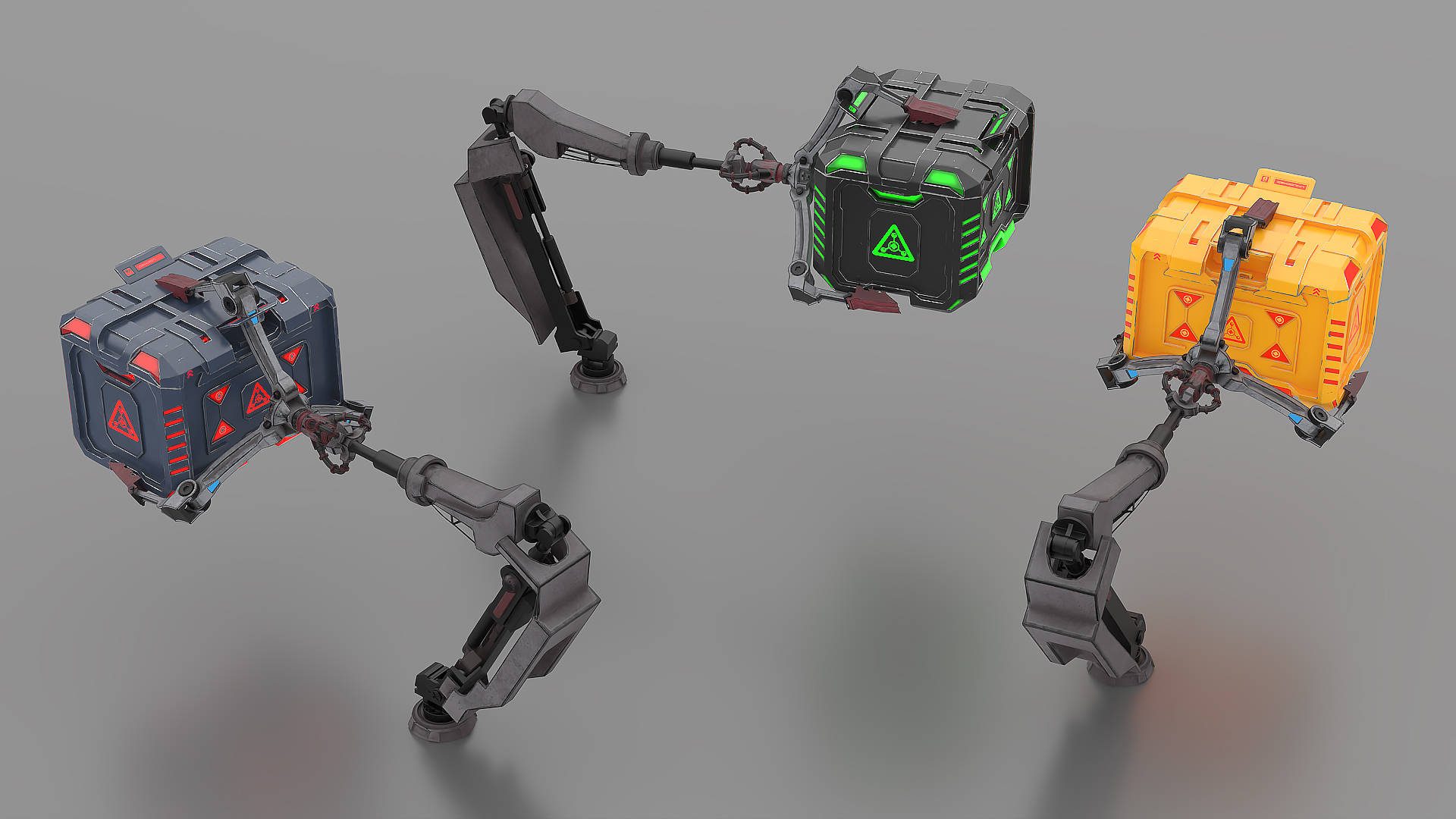 3D model Futuristic Mechanical Arms with Supply Crates