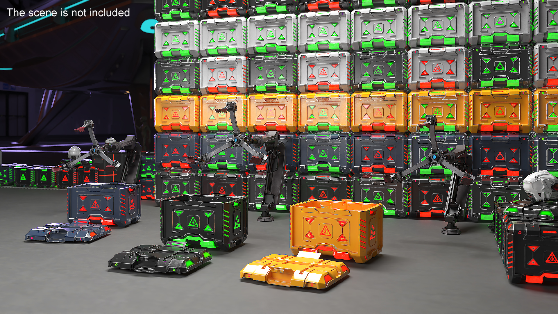 3D model Futuristic Mechanical Arms with Supply Crates