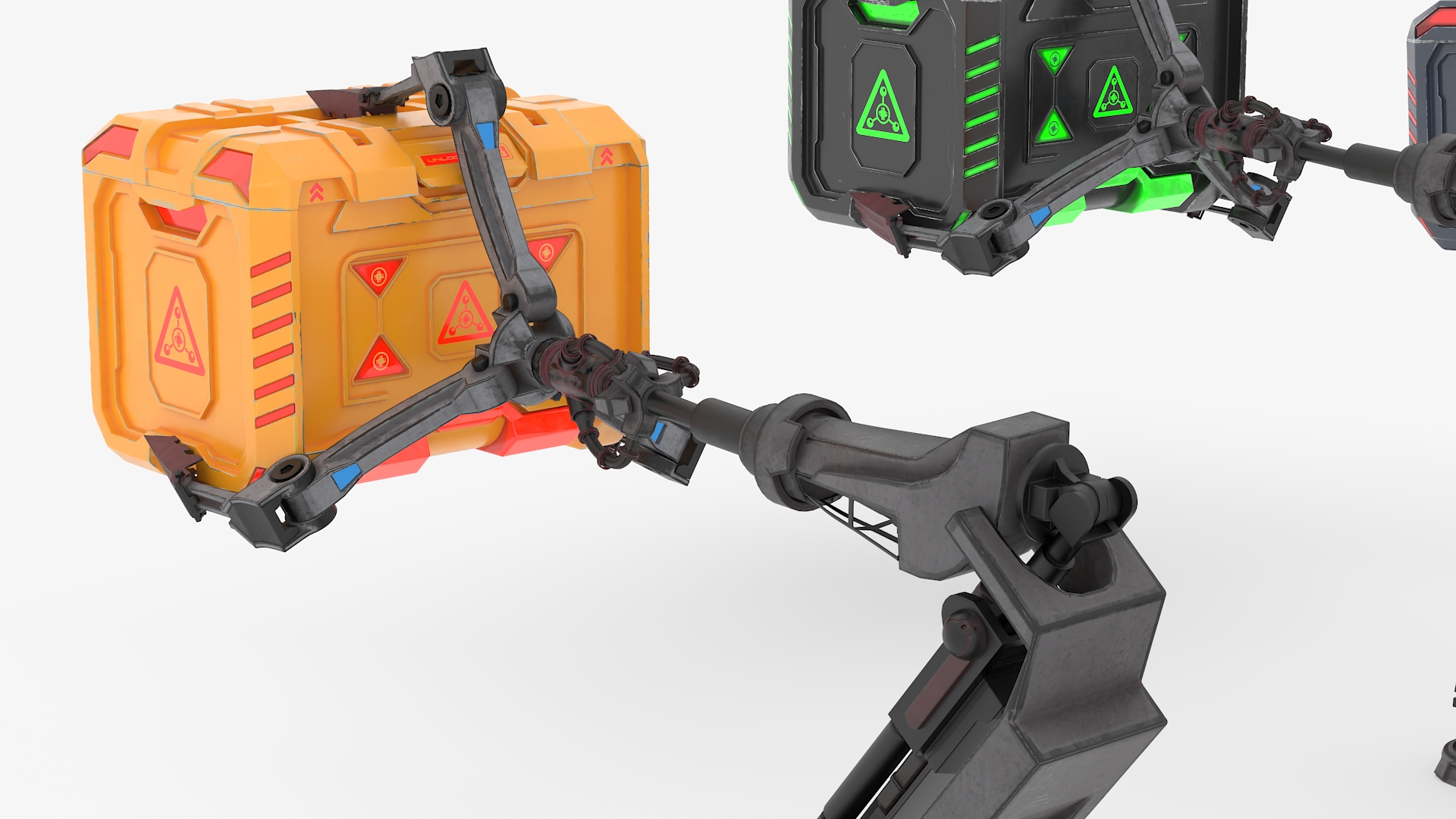 3D model Futuristic Mechanical Arms with Supply Crates