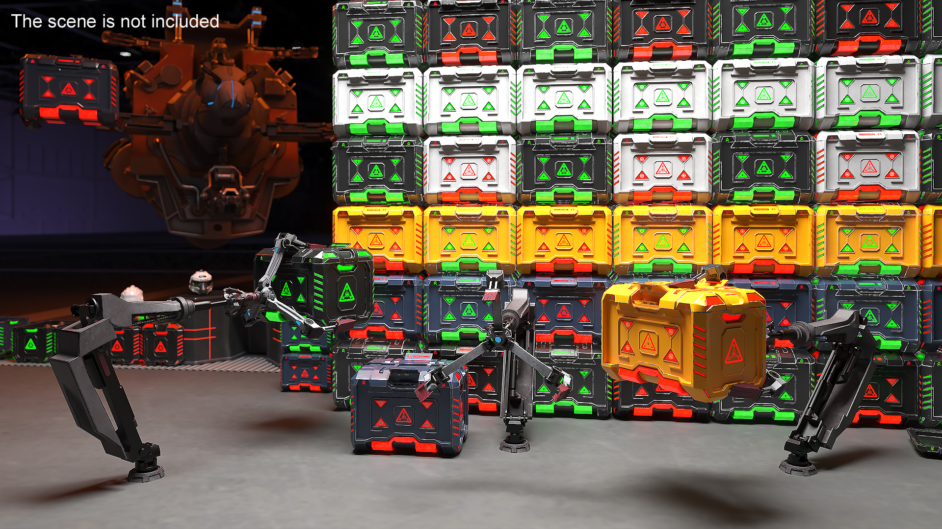 3D model Futuristic Mechanical Arms with Supply Crates