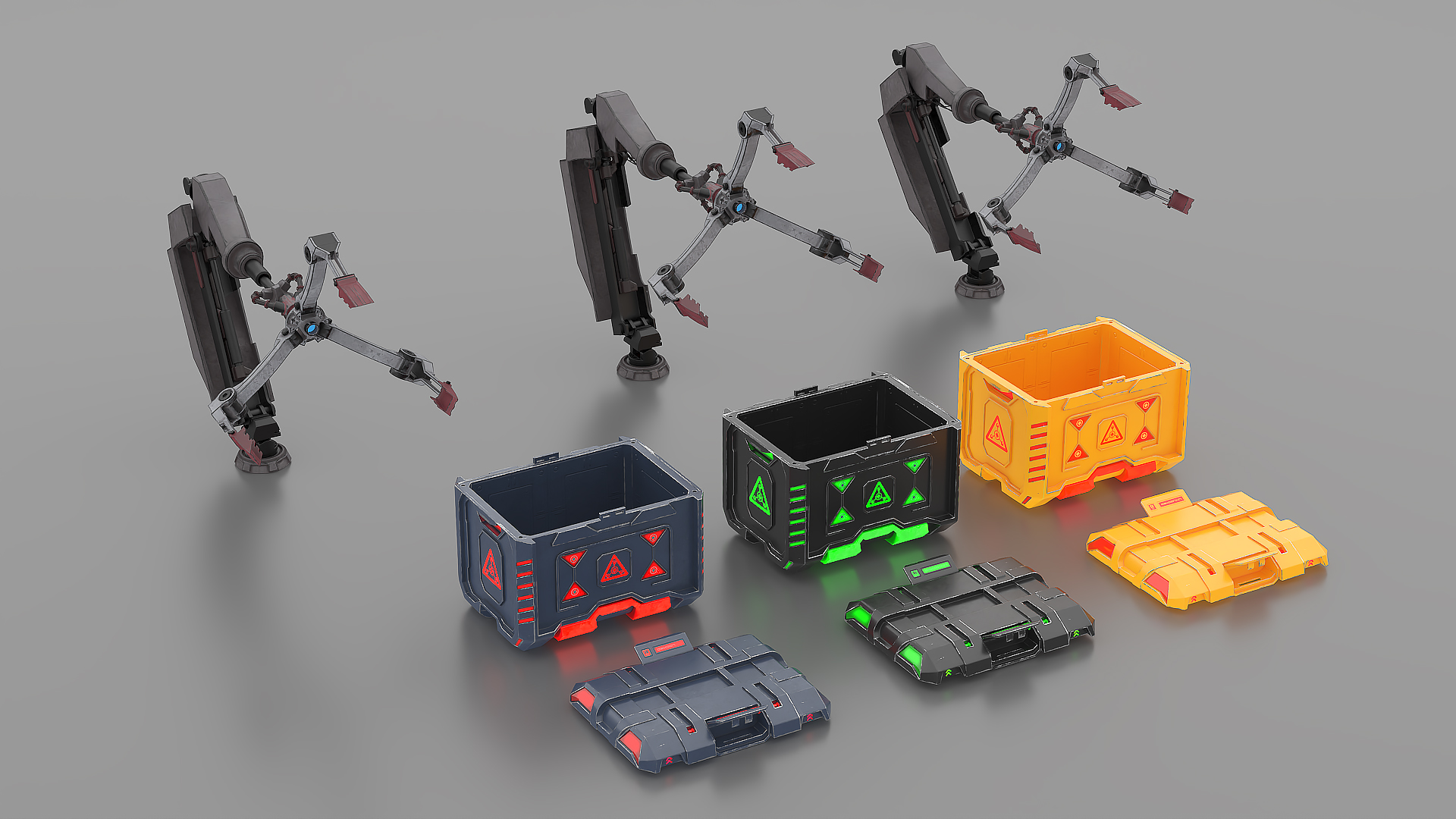 3D model Futuristic Mechanical Arms with Supply Crates