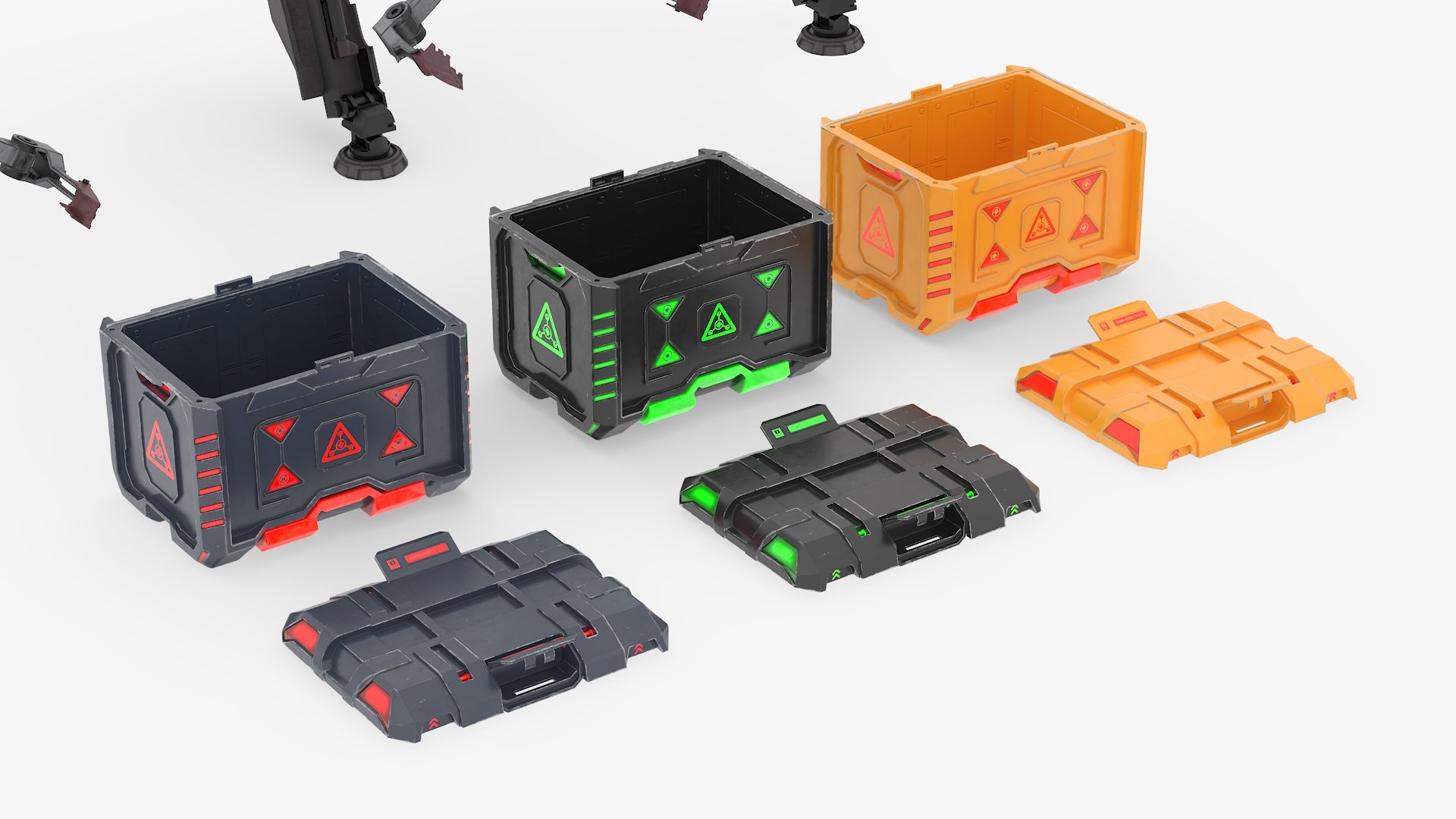 3D model Futuristic Mechanical Arms with Supply Crates