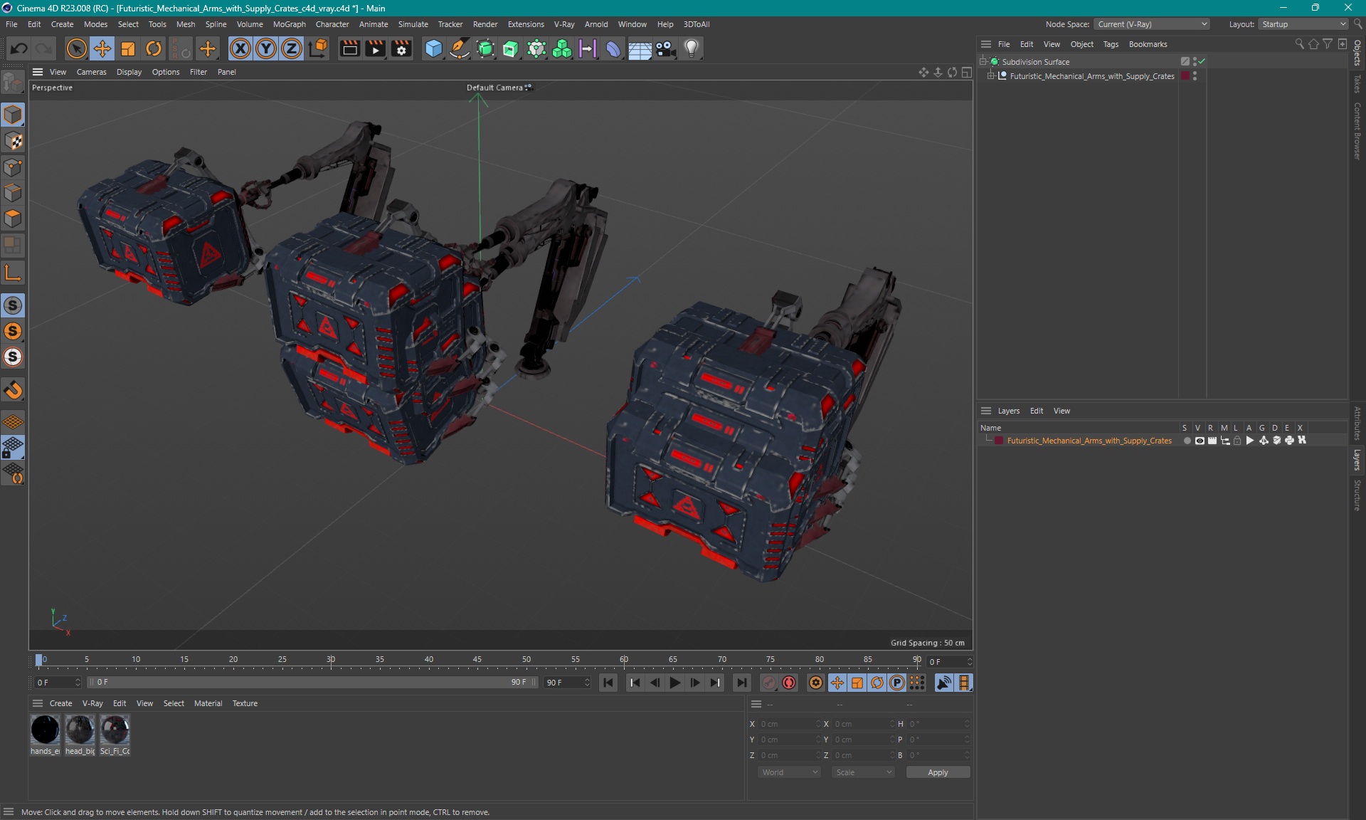 3D model Futuristic Mechanical Arms with Supply Crates