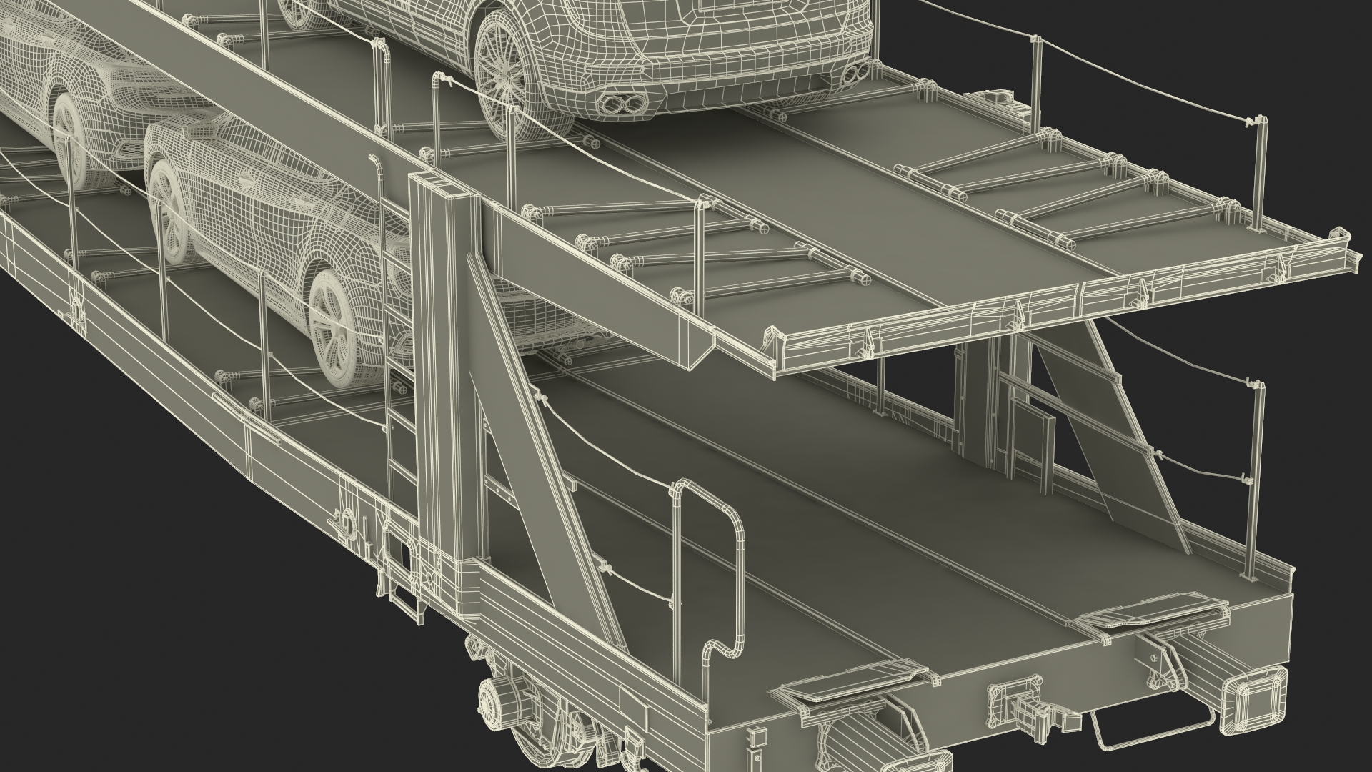 3D Locomotive with Car Transporter Loaded model