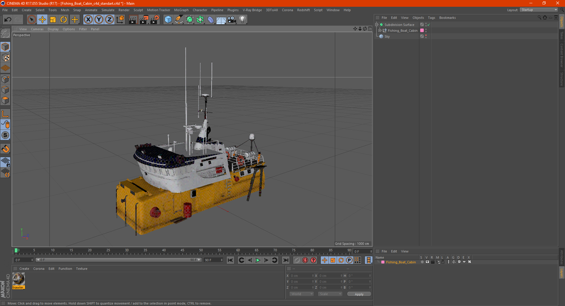 3D Fishing Boat Cabin model