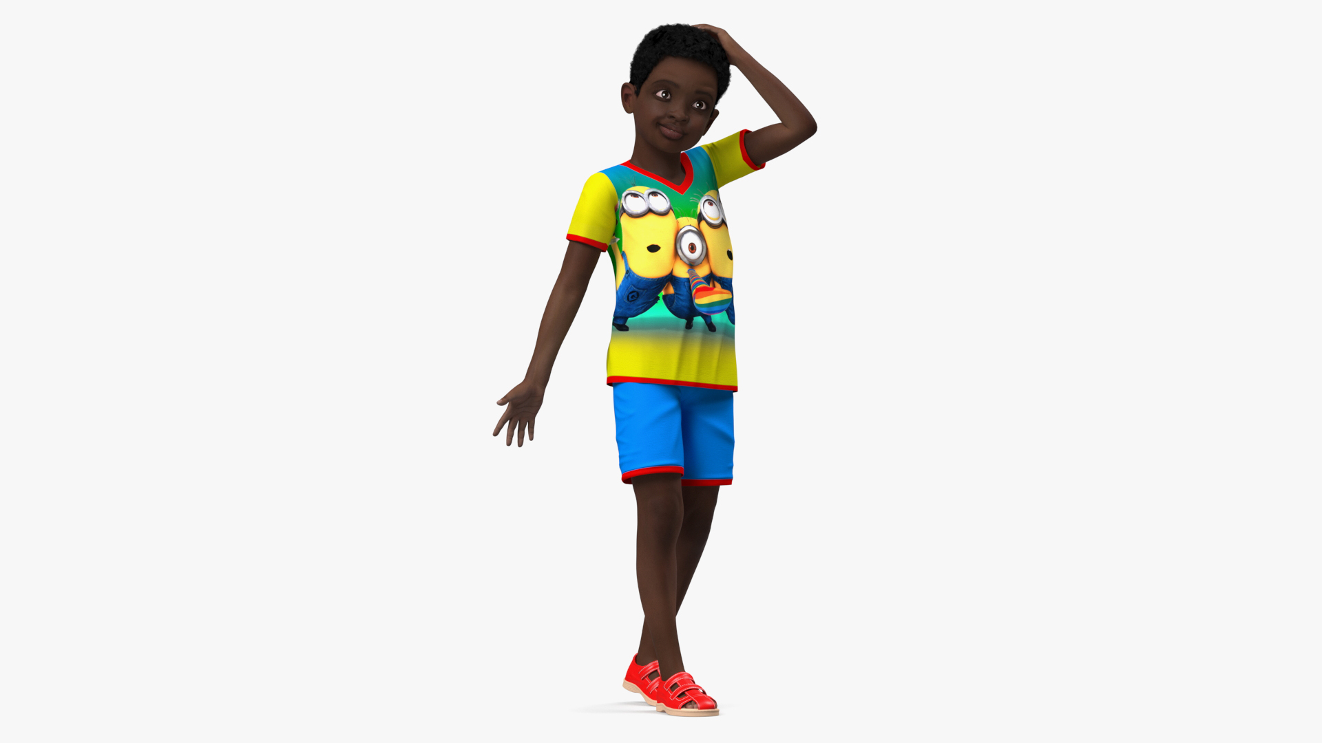 3D Black Child Boy Rigged for Modo