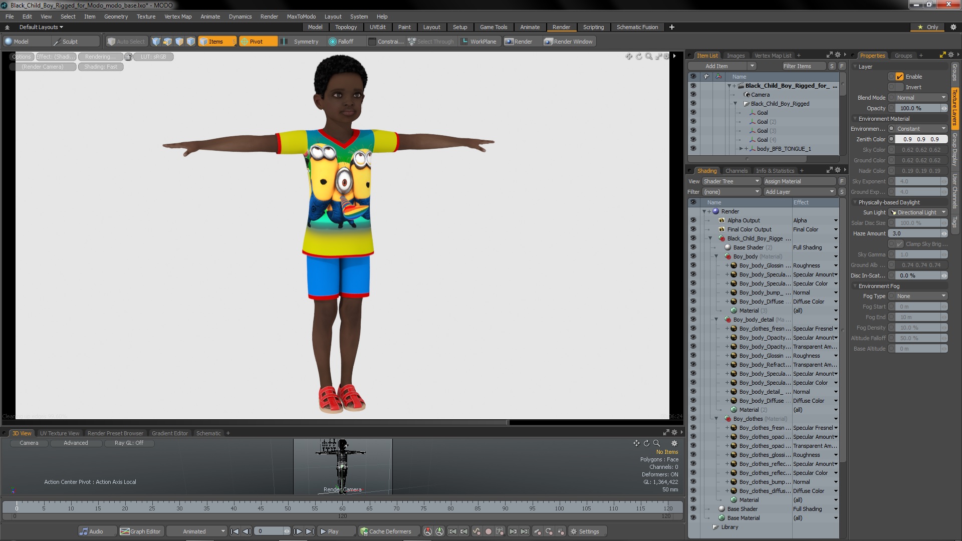 3D Black Child Boy Rigged for Modo