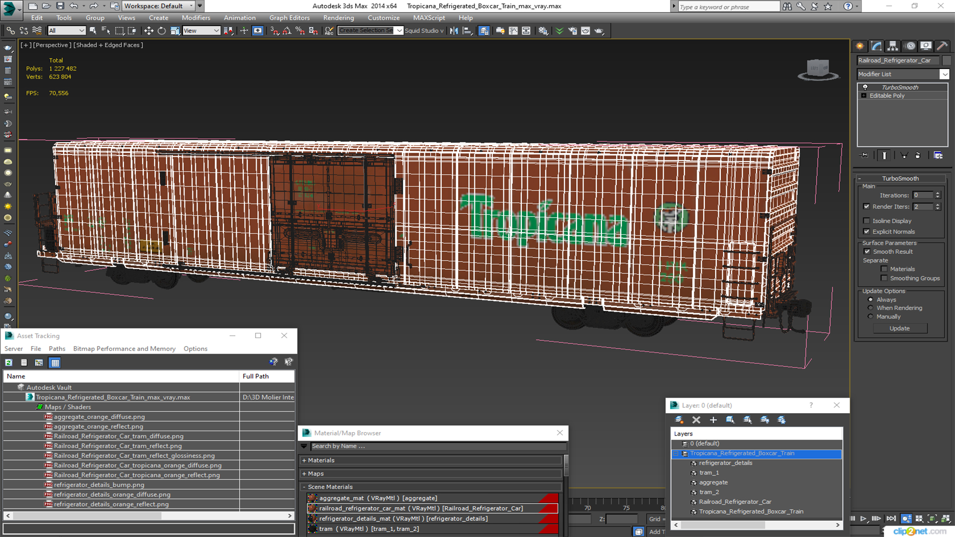 3D model Tropicana Refrigerated Boxcar Train