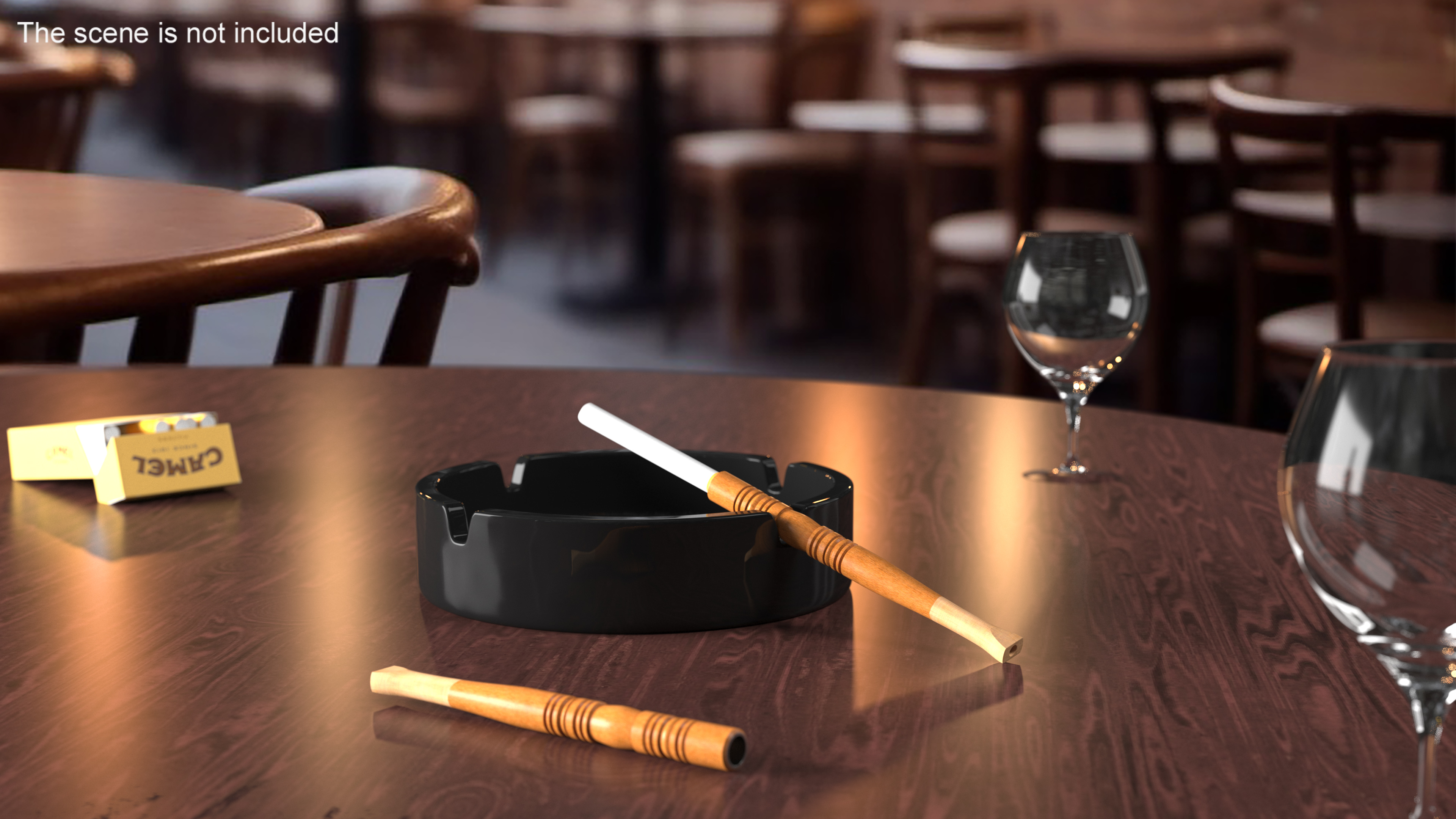 3D Long Cigarette Holder Dark Wood