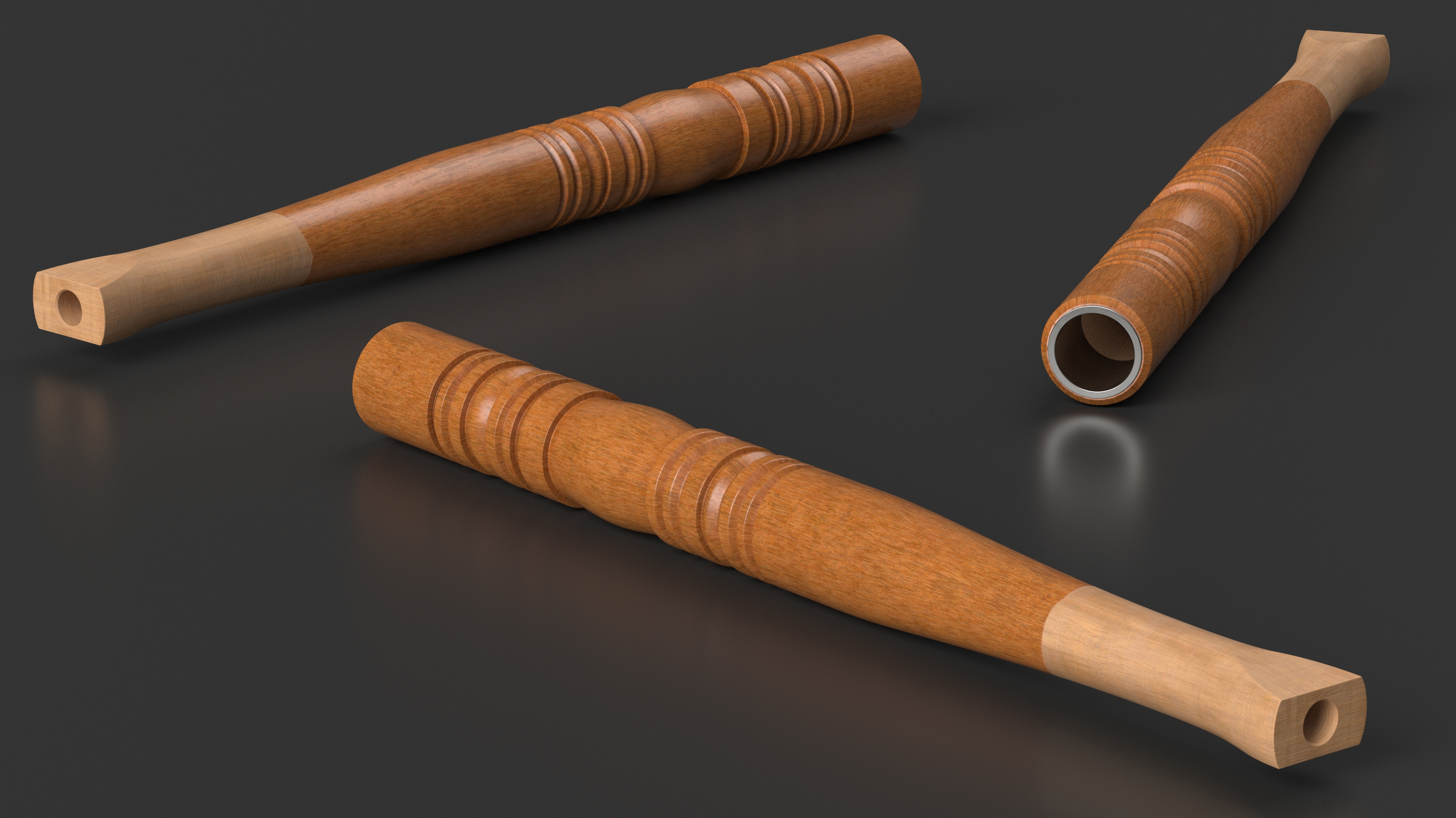 3D Long Cigarette Holder Dark Wood