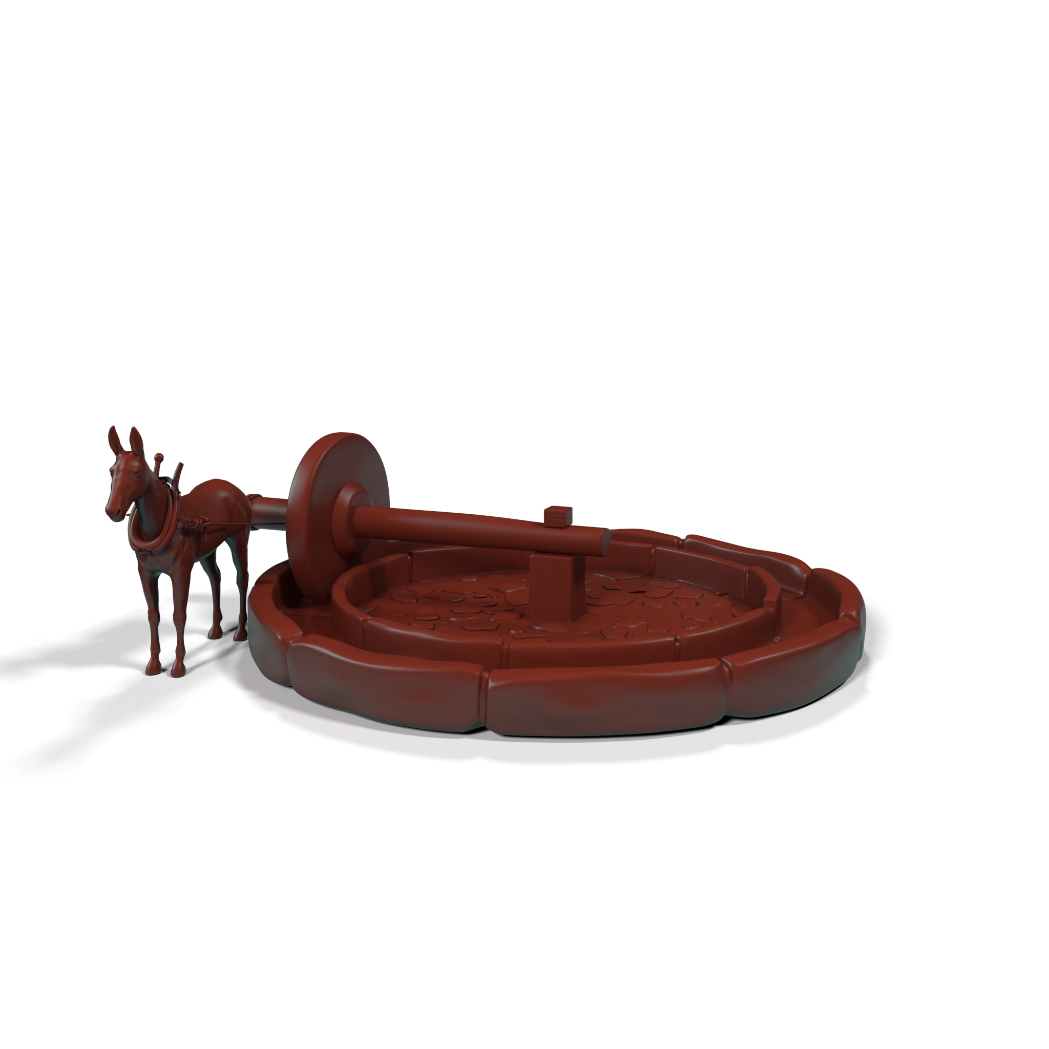 Mule Drawn Stone Well for 3D Print 3D model