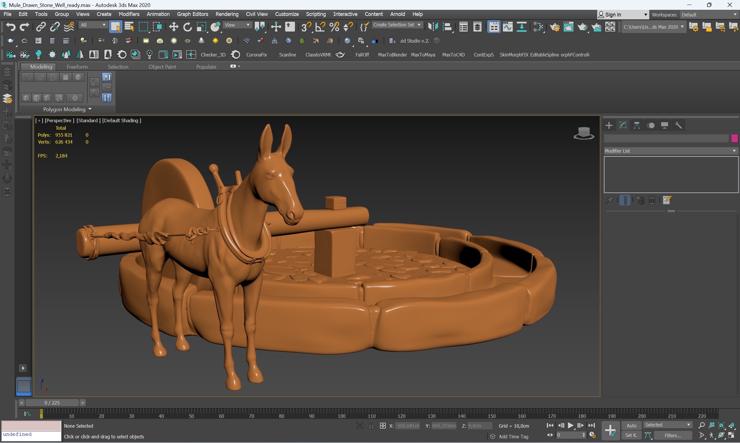 Mule Drawn Stone Well for 3D Print 3D model