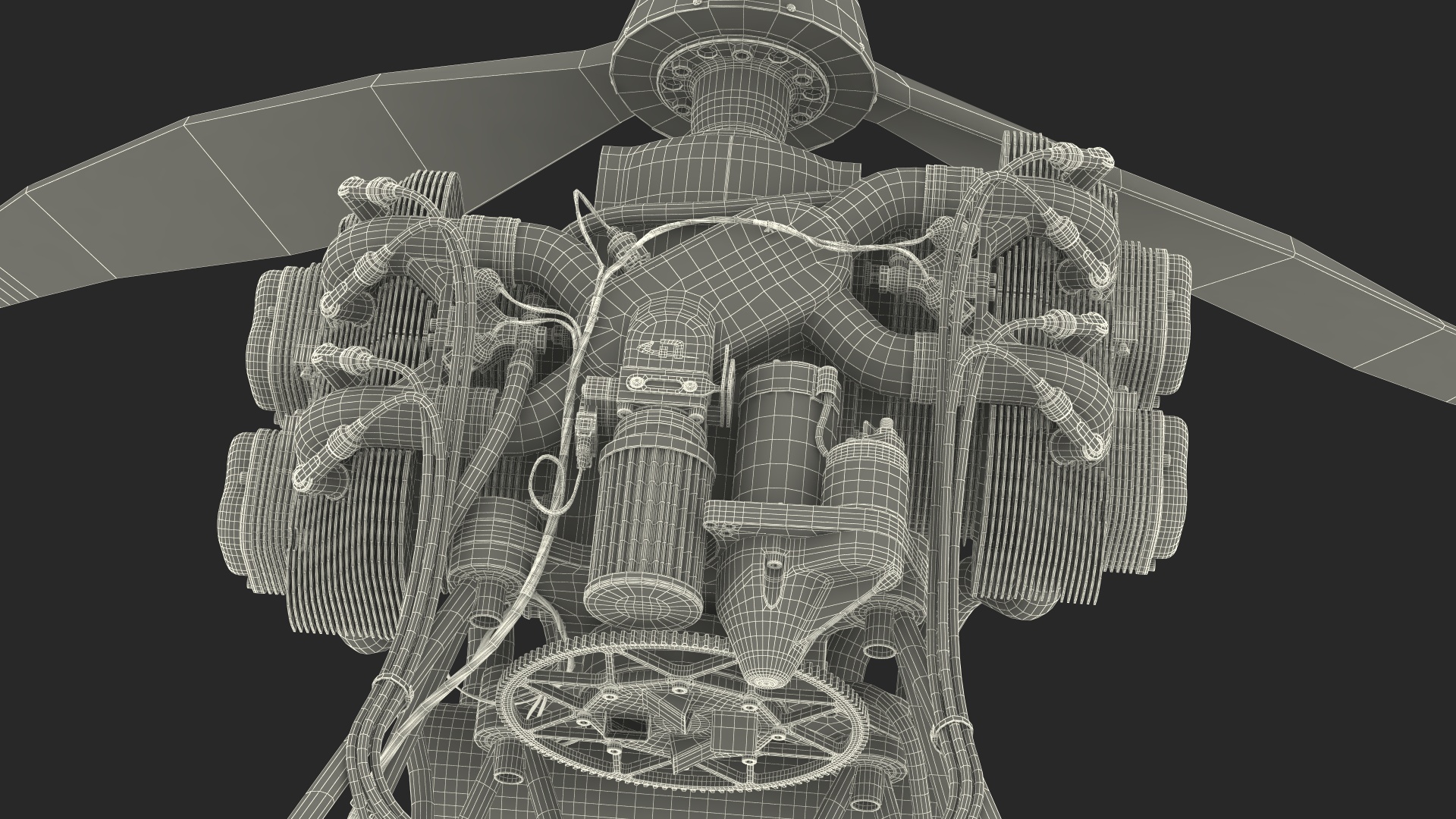 3D model Aircraft Engine with Propeller