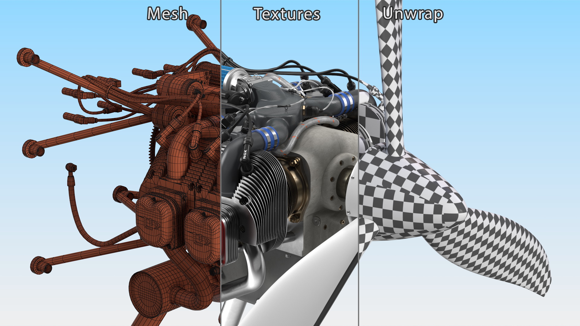 3D model Aircraft Engine with Propeller