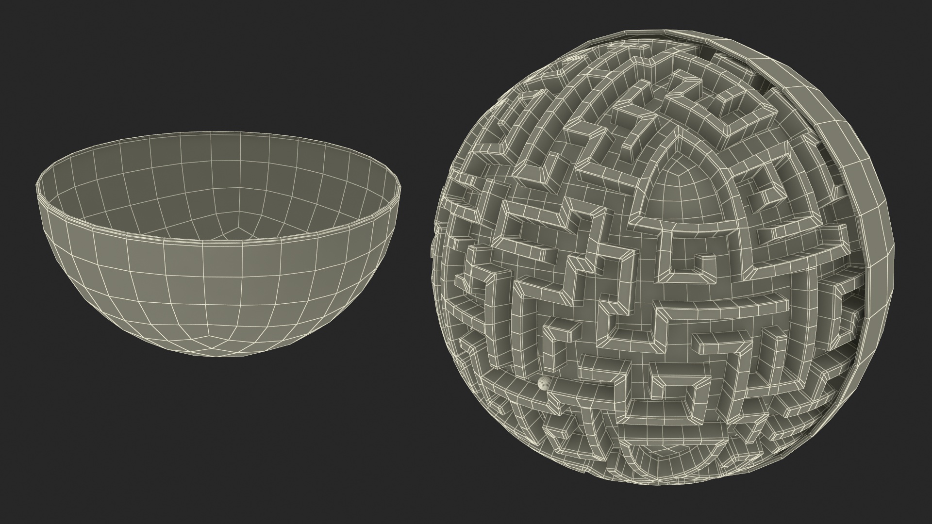 3D Spherical Maze Puzzle