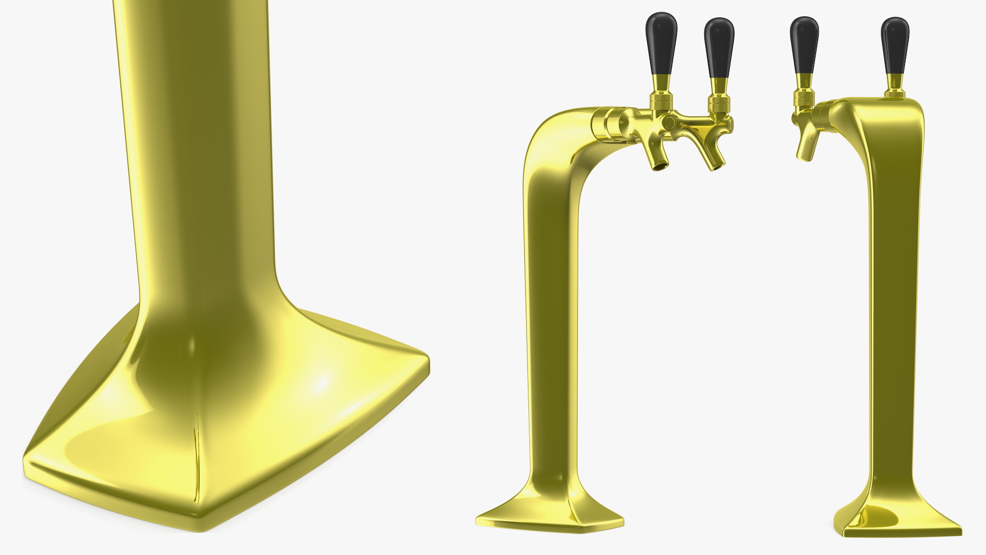 3D Double Tap Draft Beer Tower Brass model