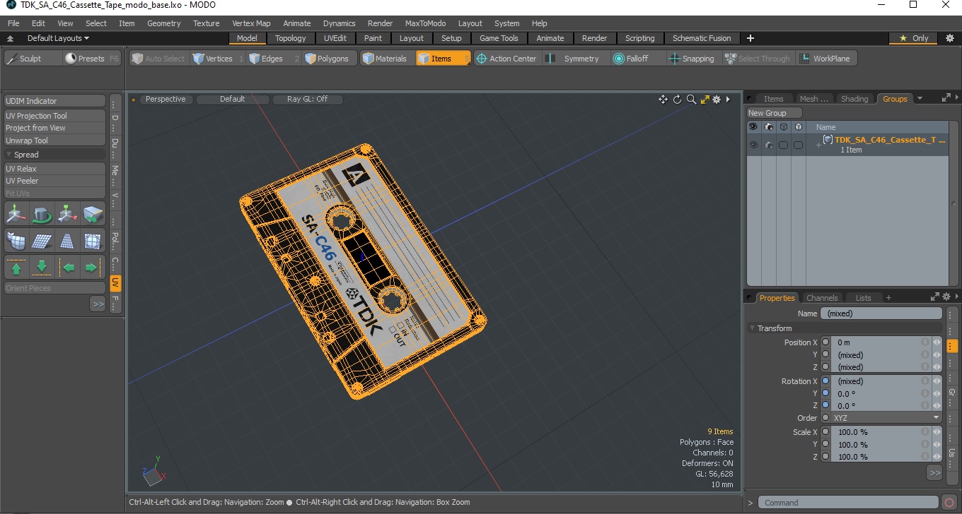 TDK SA C46 Cassette Tape 3D model