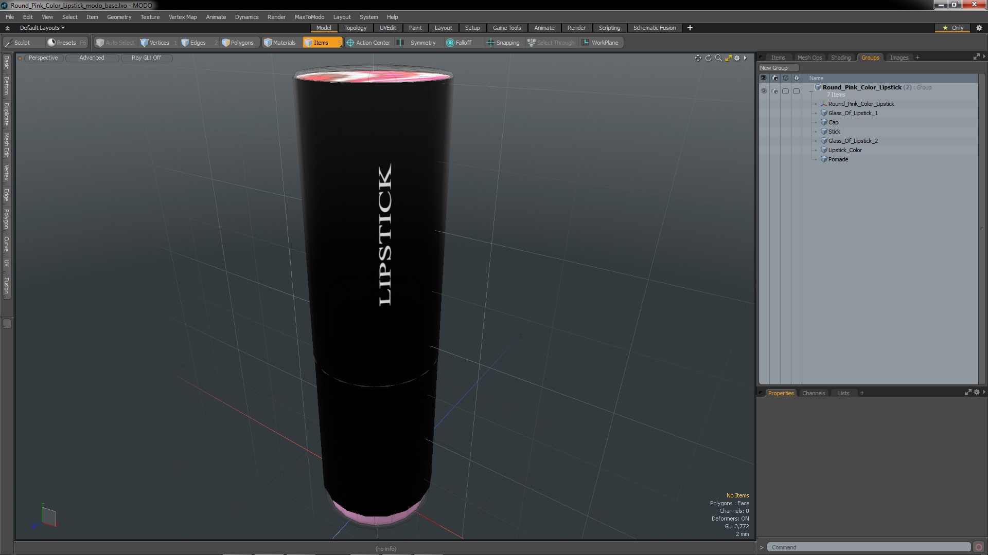 3D model Round Pink Color Lipstick