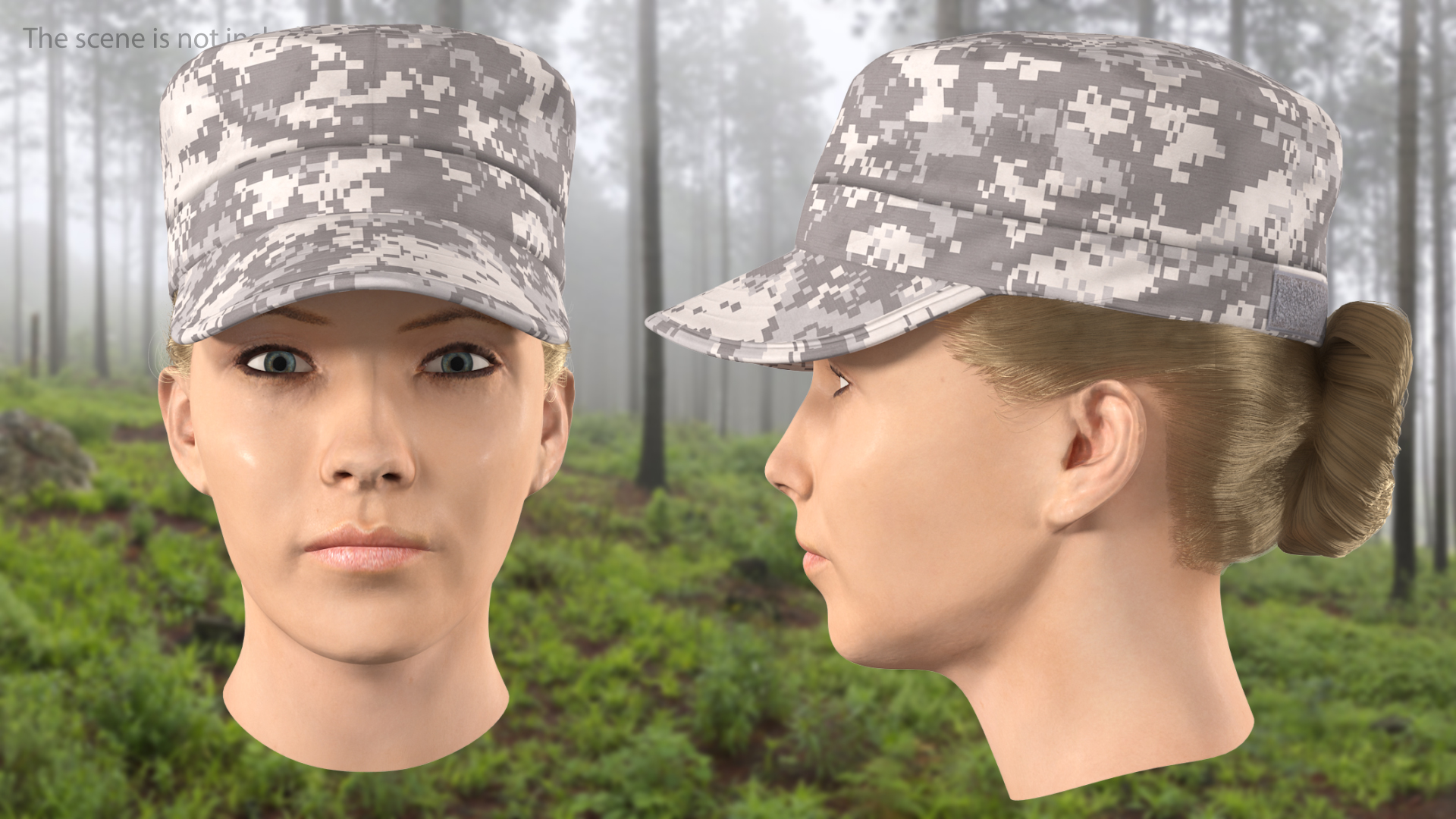 3D Female Soldier Head Fur model